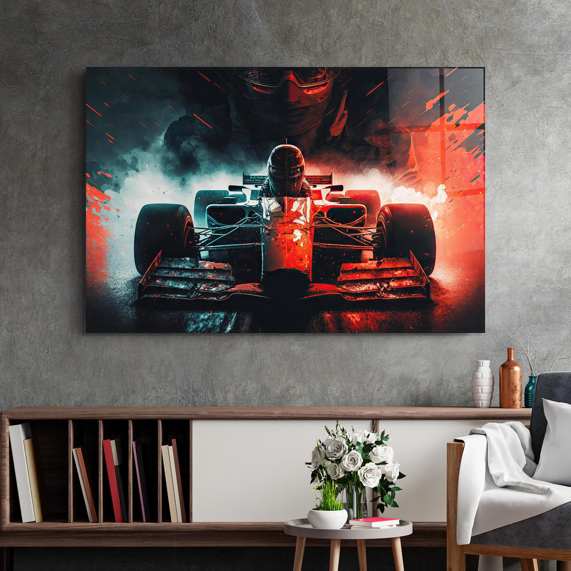 Tablou Sticla Blue Red F1 mockup 2