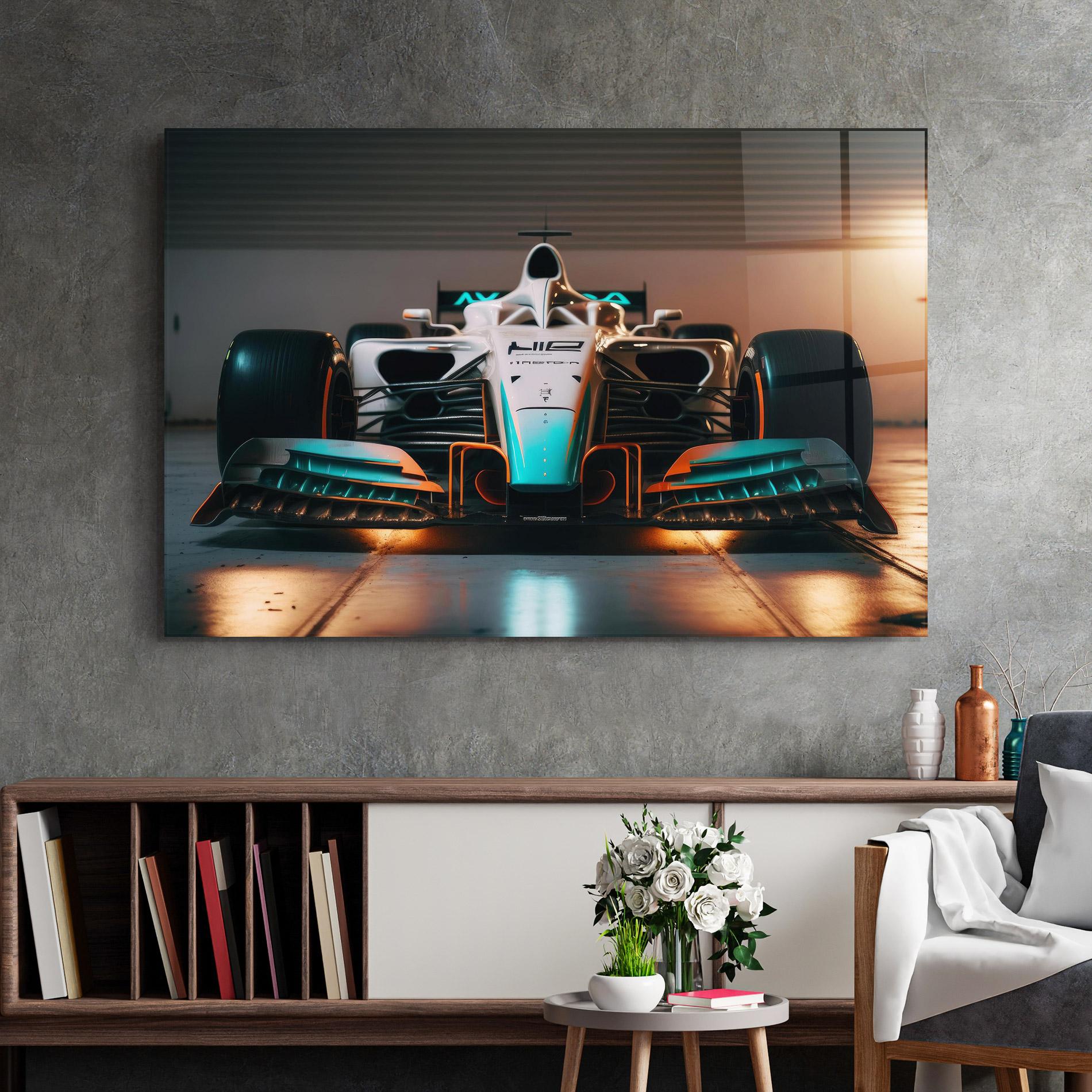 Tablou Sticla Blue White F1 mockup 2