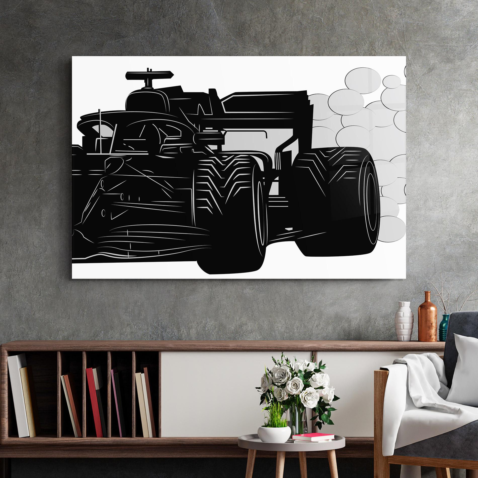 Tablou Sticla Car F1 Smoke mockup 2