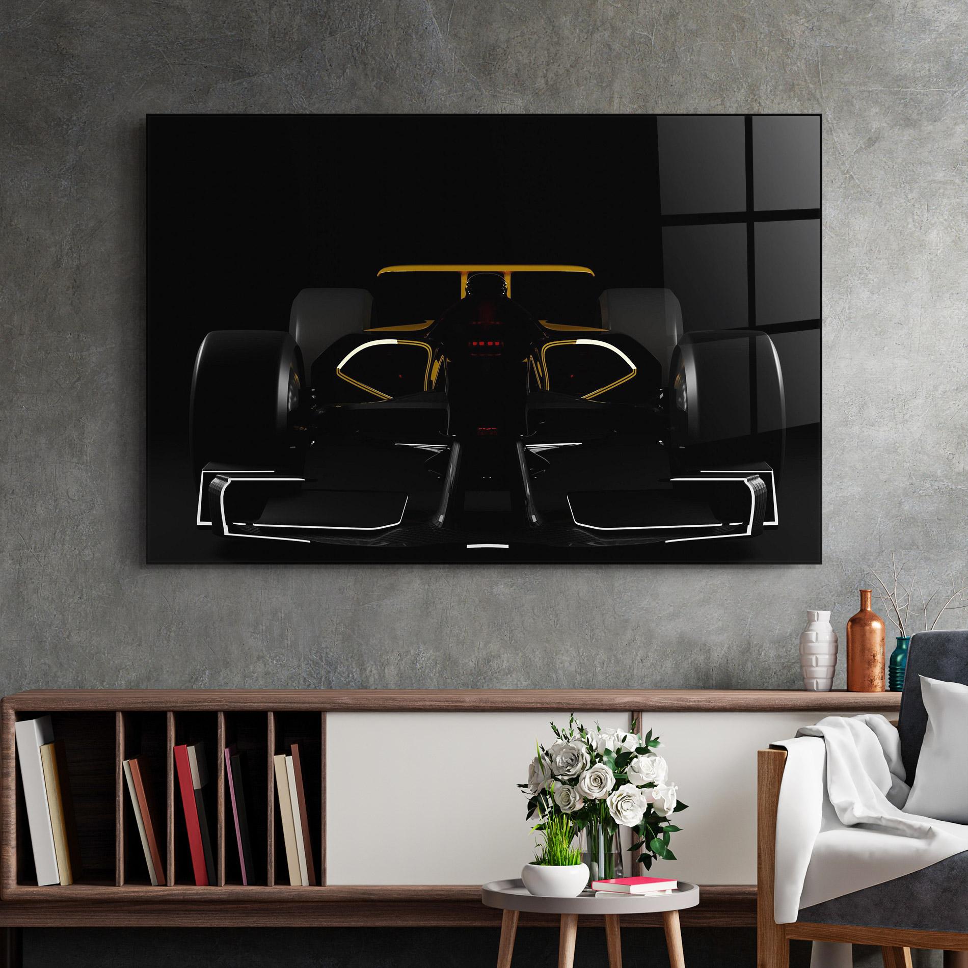 Tablou Sticla Dark F1 Car mockup 2