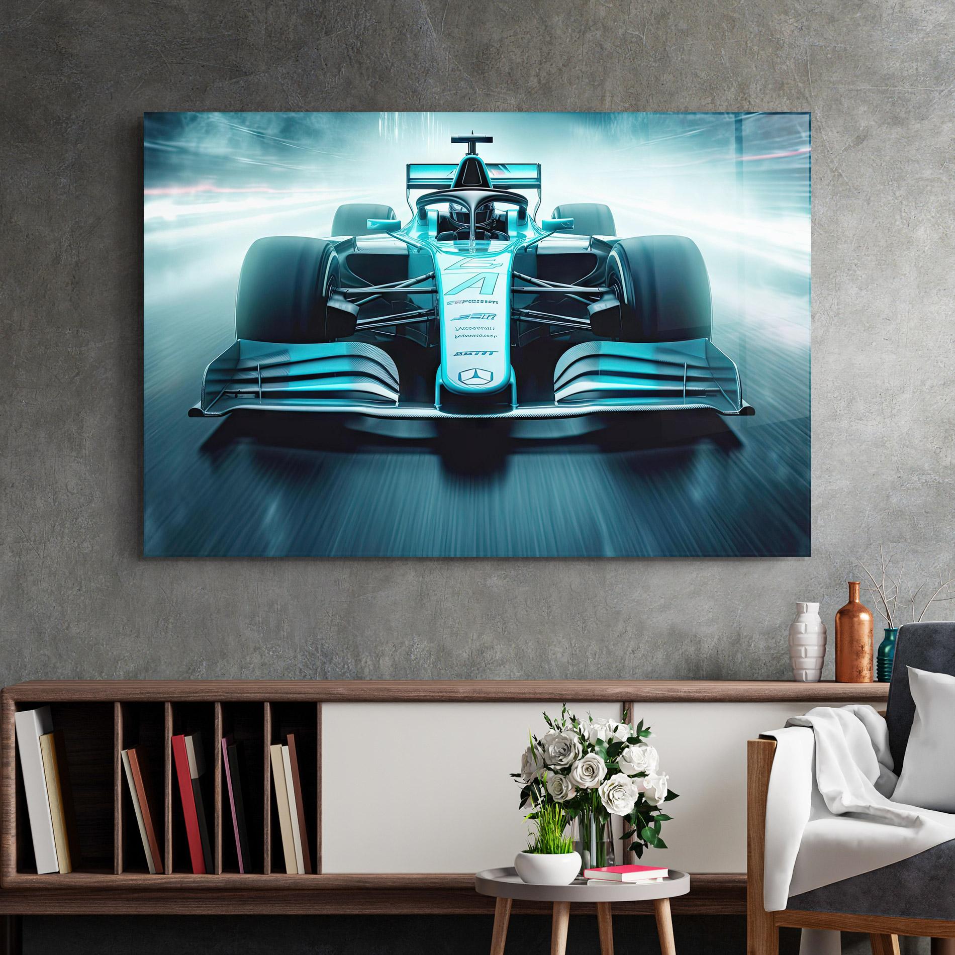 Tablou Sticla F1 Smoke Cars mockup 2