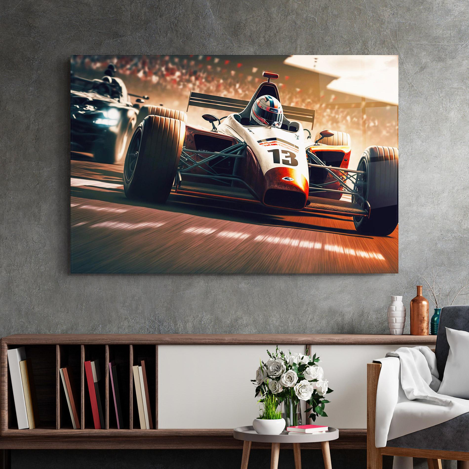 Tablou Sticla Formula 1 Racing mockup 2