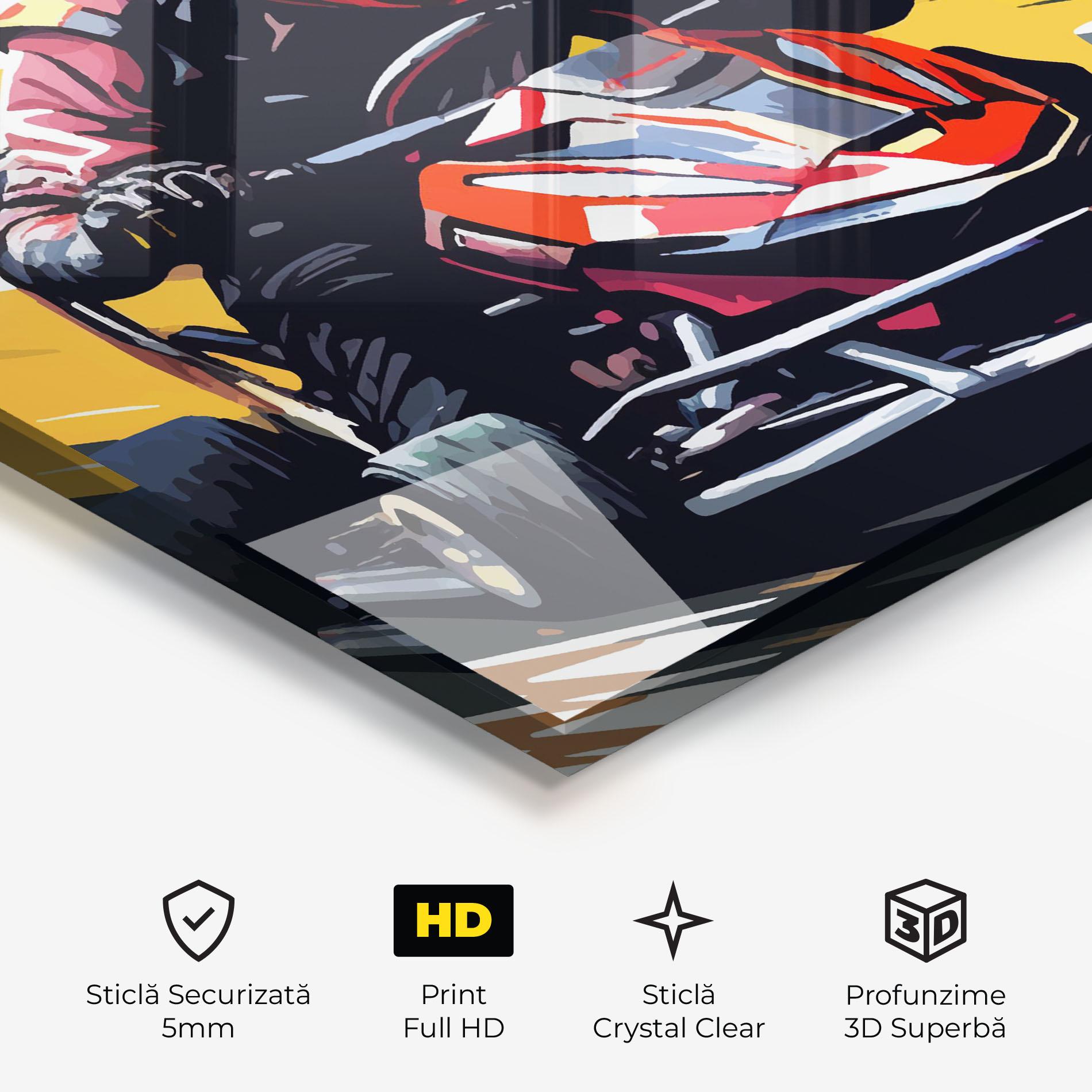 Tablou Sticla Red Race F1 Car mockup 3