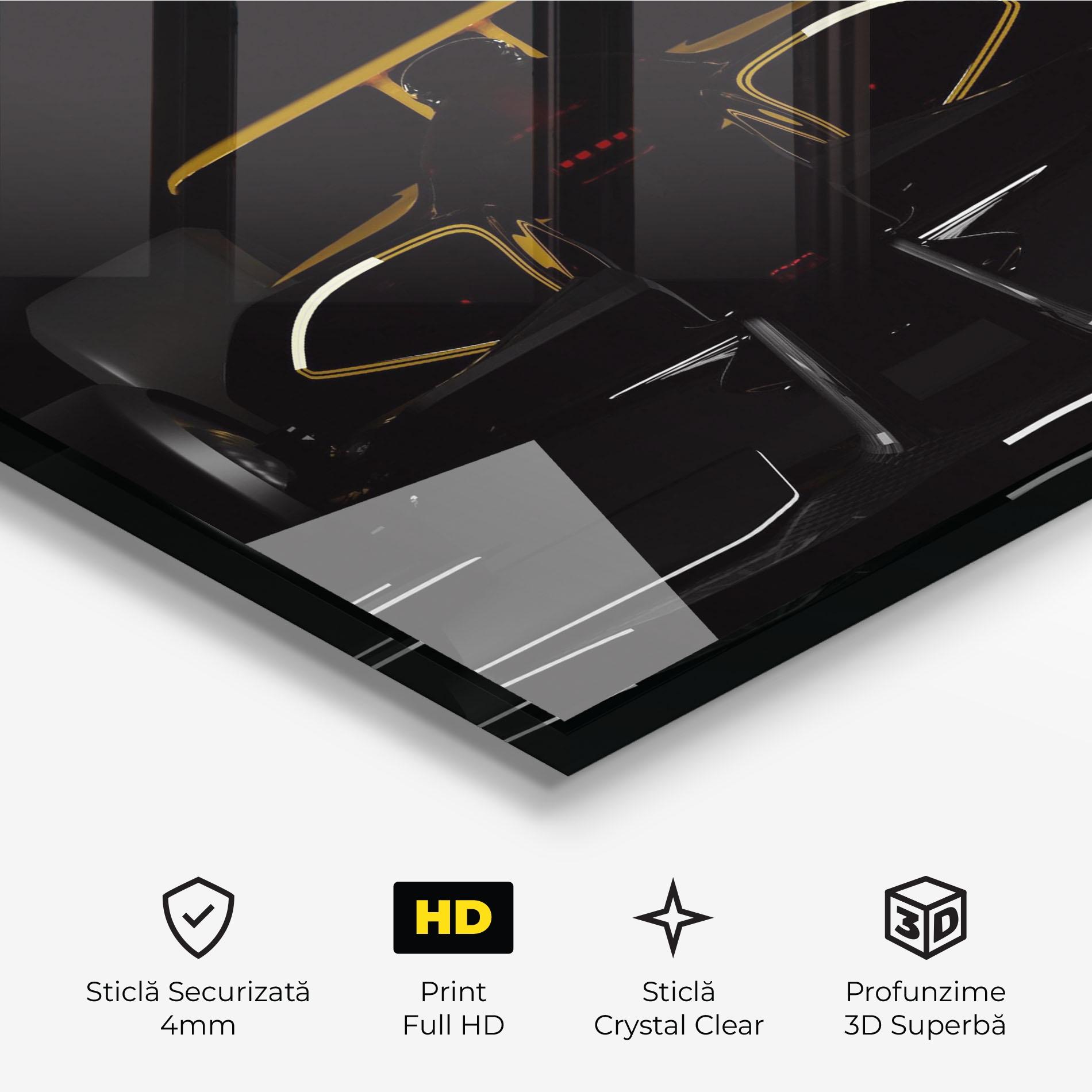 Tablou Sticla Dark F1 Car mockup 3