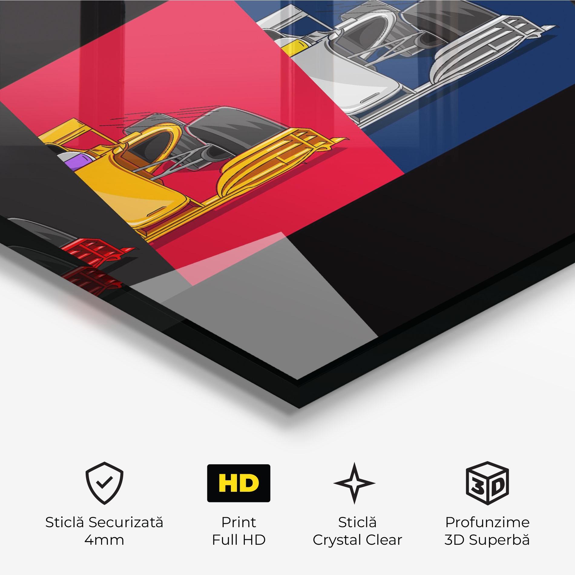 Tablou Sticla F1 Cars mockup 3