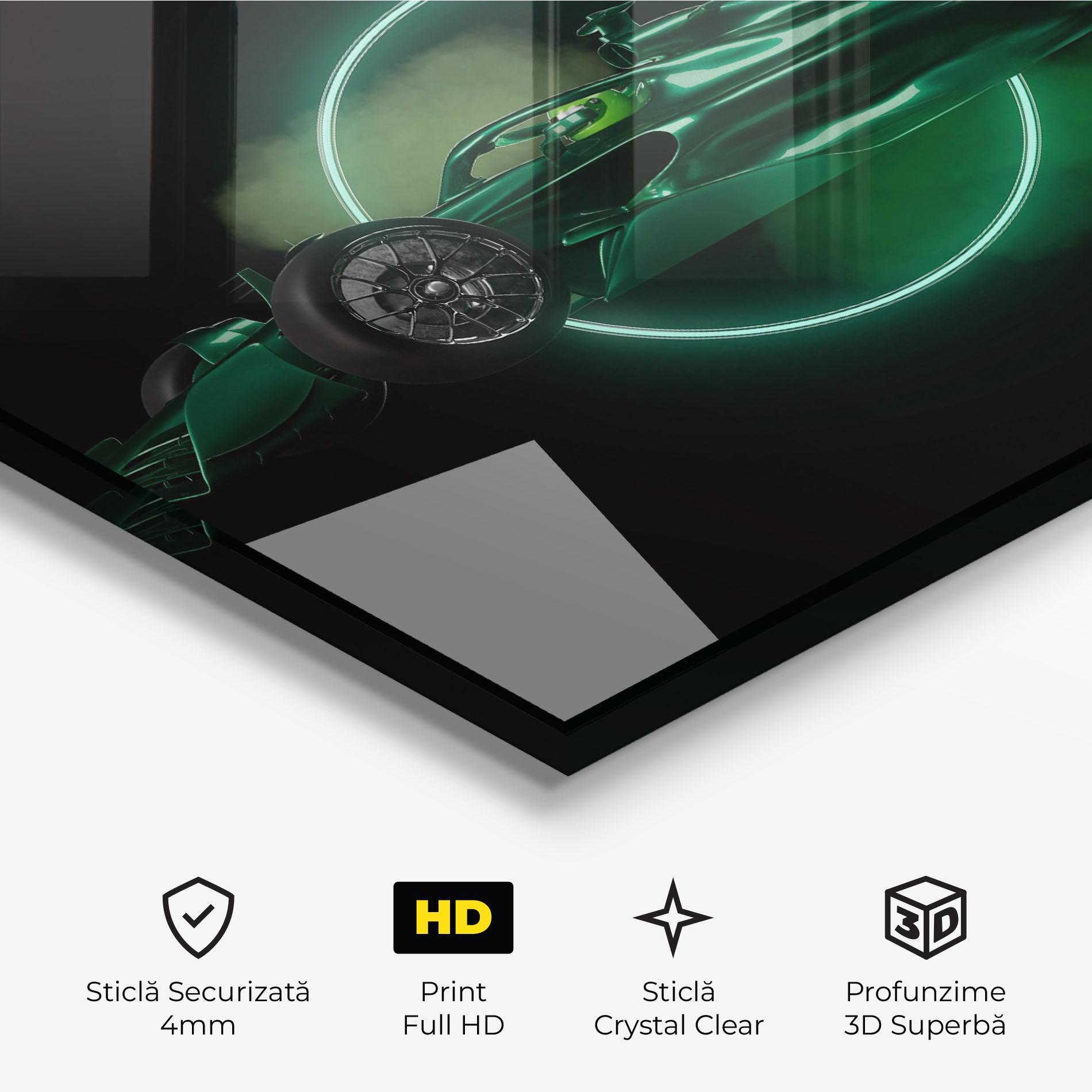Tablou Sticla Green Racing Car mockup 3