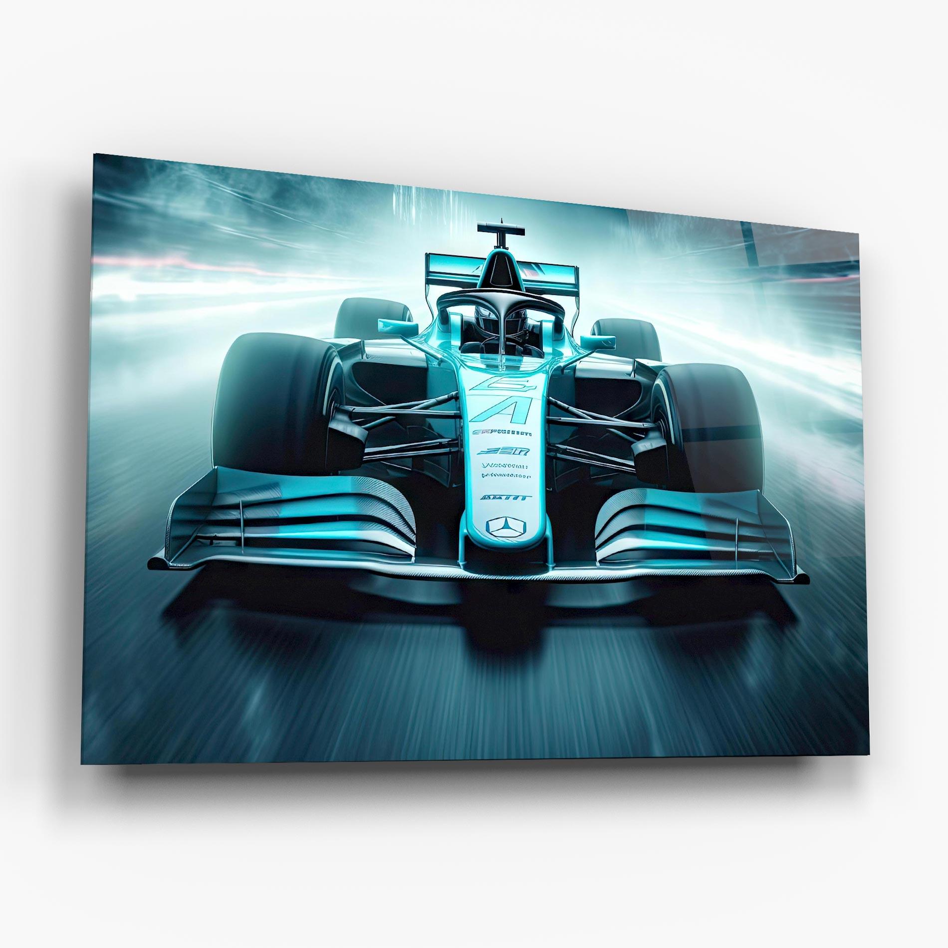 Tablou Sticla F1 Smoke Cars mockup 6