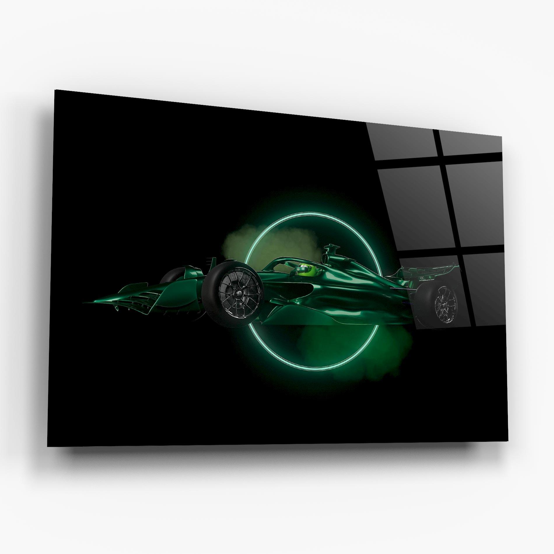 Tablou Sticla Green Racing Car mockup 6