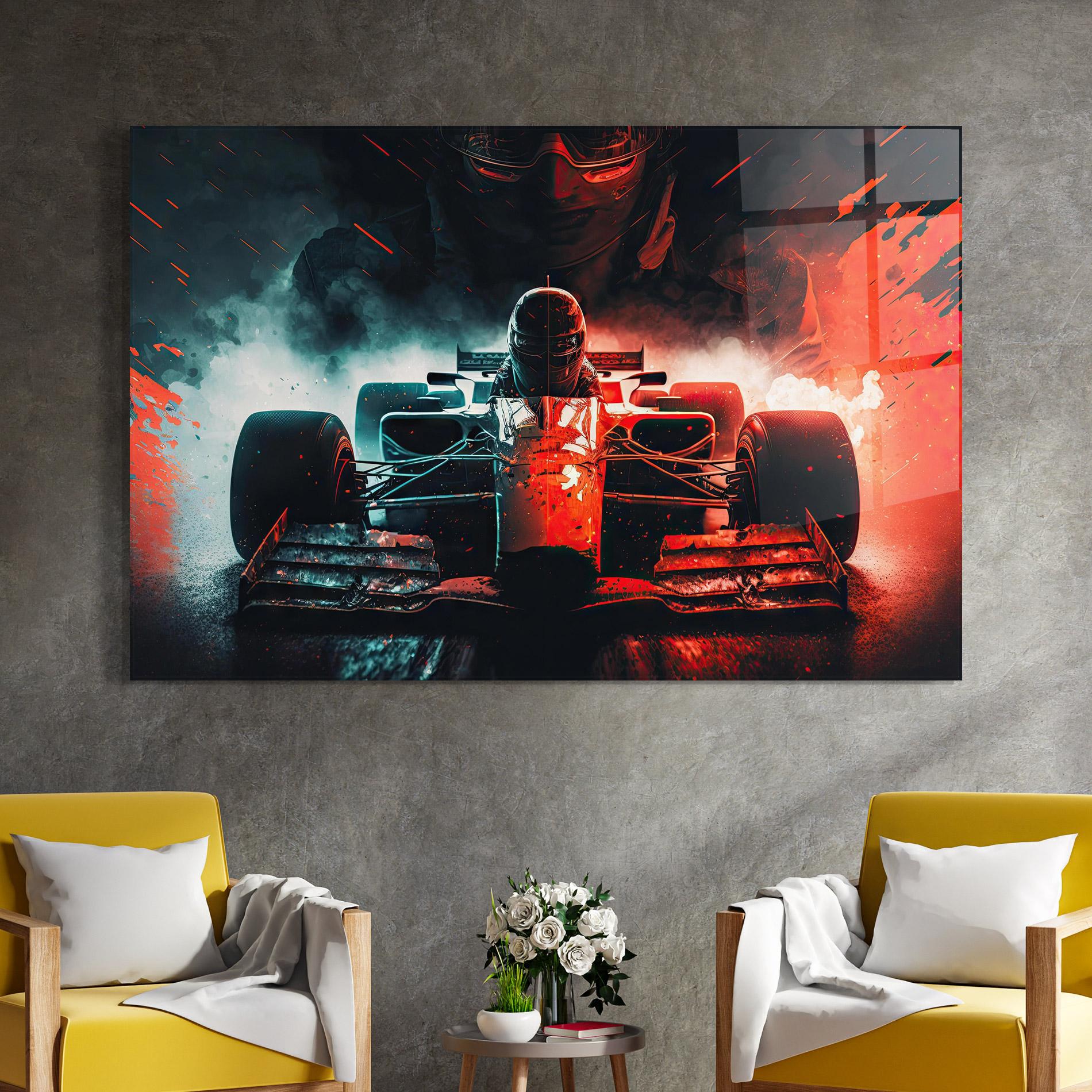 Tablou Sticla Blue Red F1 mockup 4