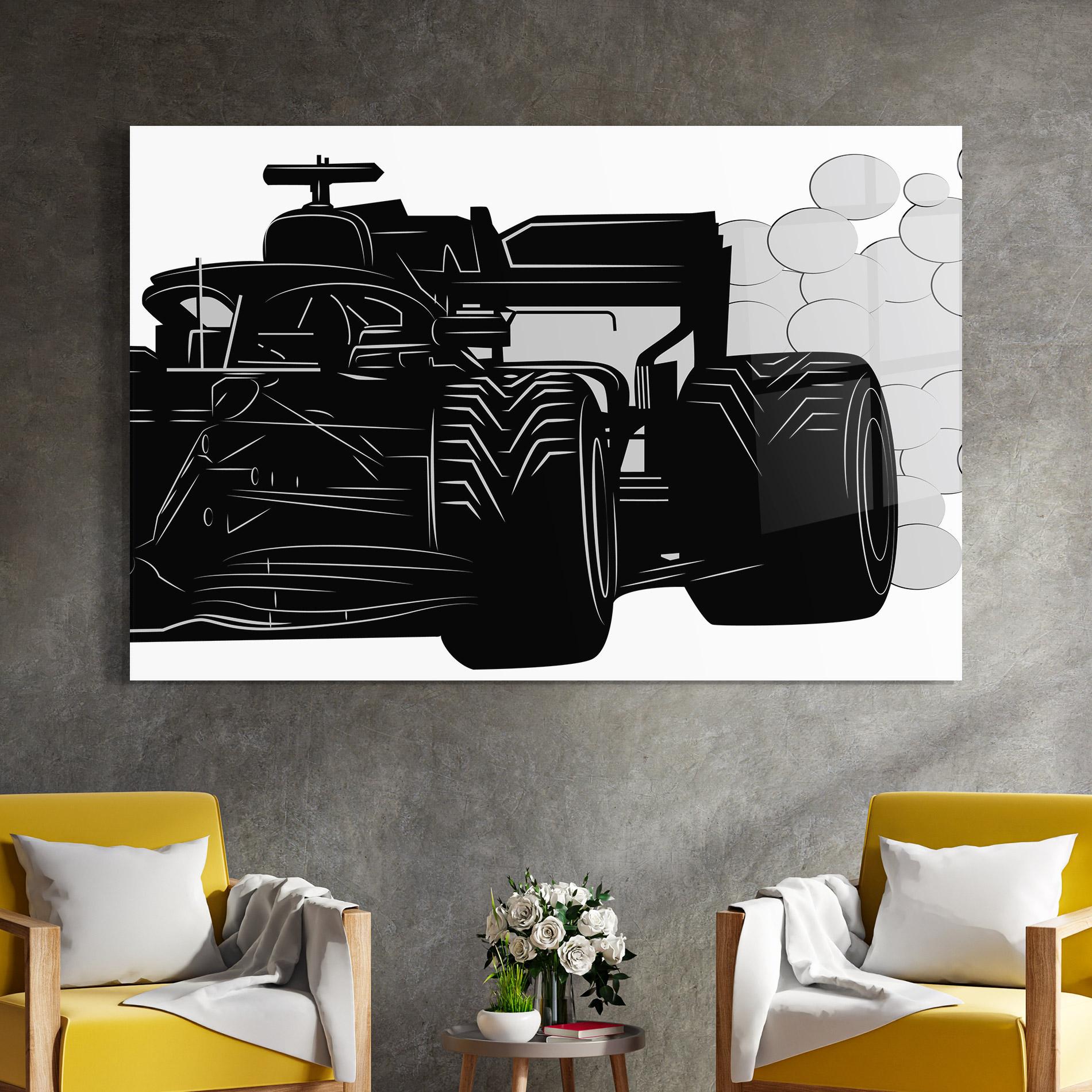 Tablou Sticla Car F1 Smoke mockup 4