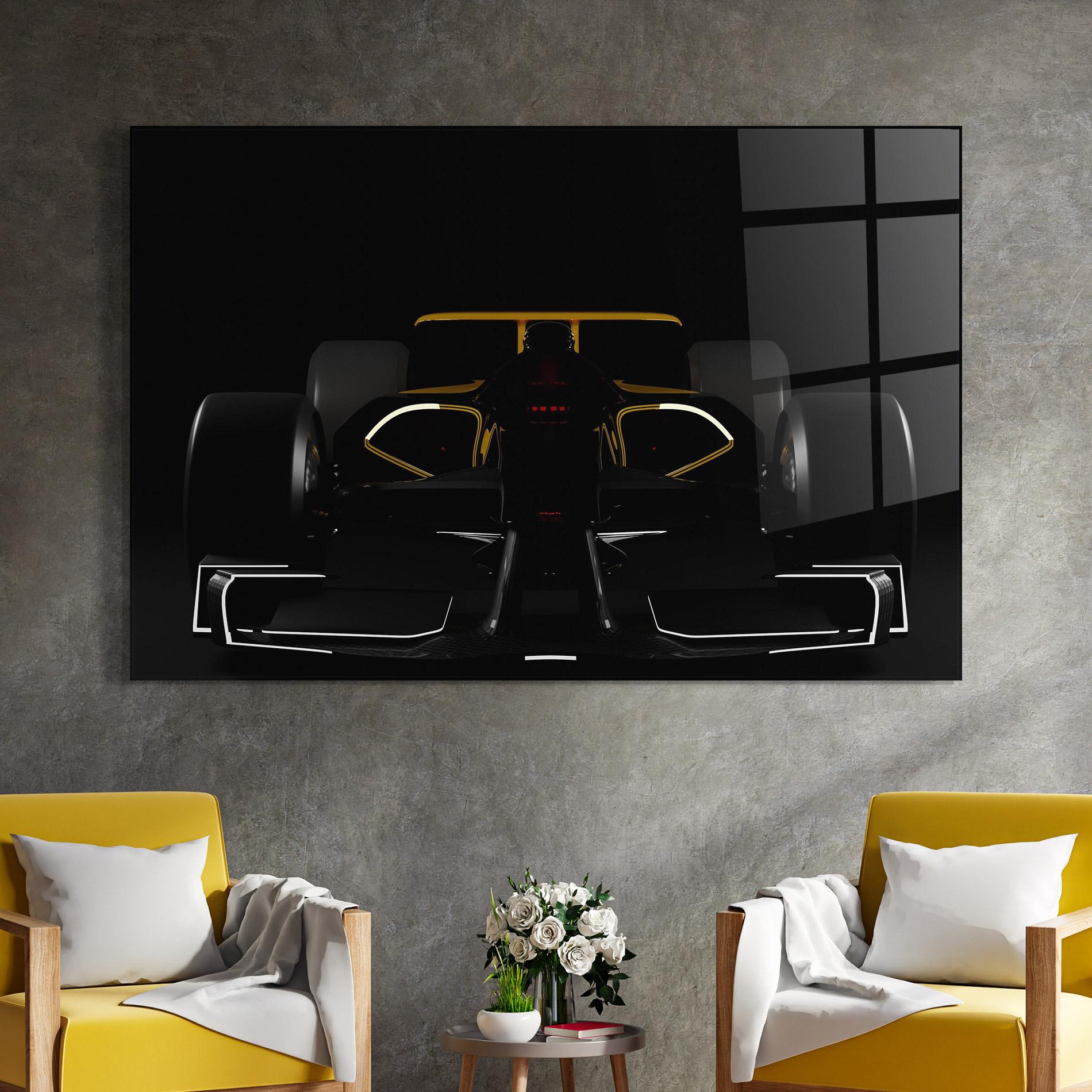 Tablou Sticla Dark F1 Car mockup 4
