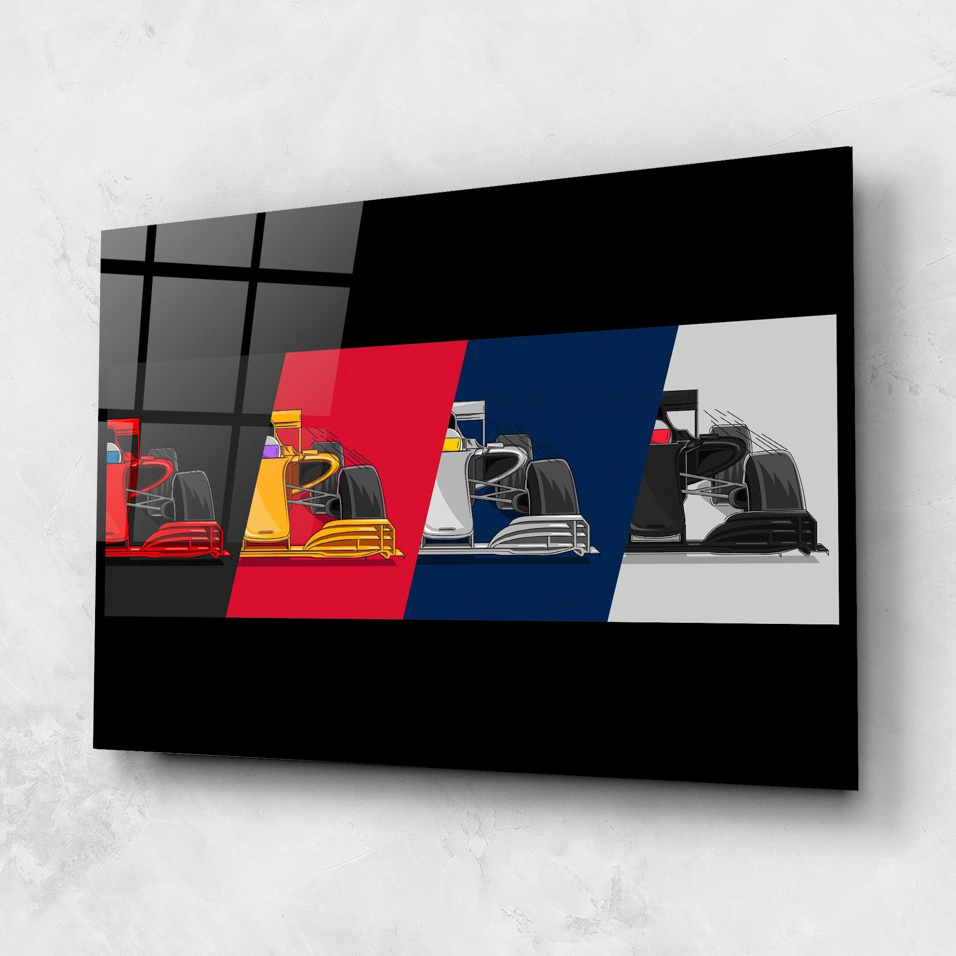 Tablou Sticla F1 Cars mockup 1