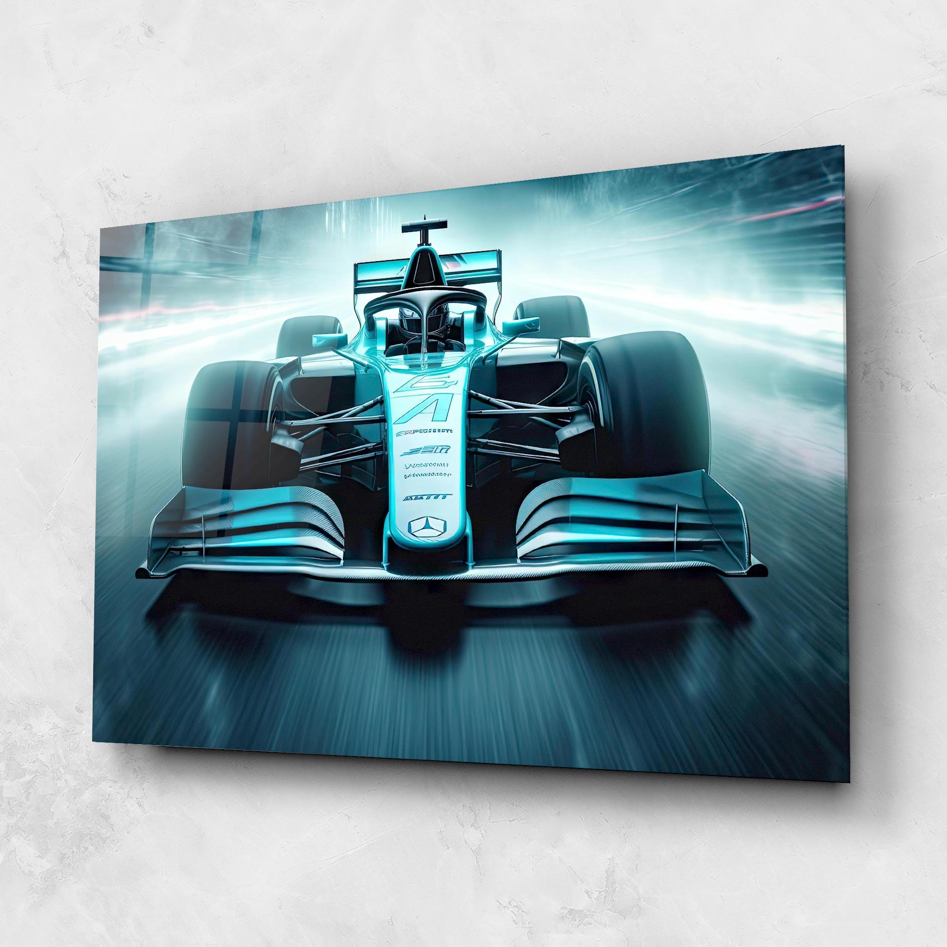 Tablou Sticla F1 Smoke Cars mockup 1