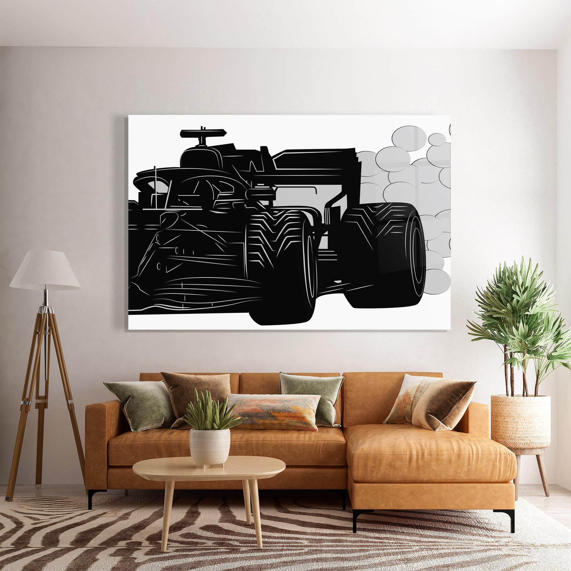 Tablou Sticla Car F1 Smoke mockup 7