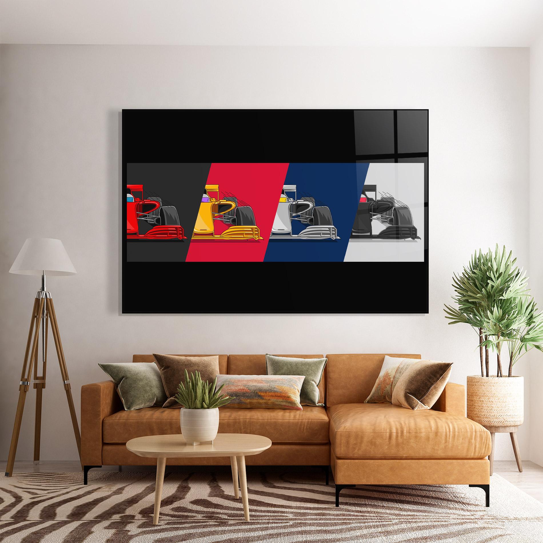 Tablou Sticla F1 Cars mockup 7