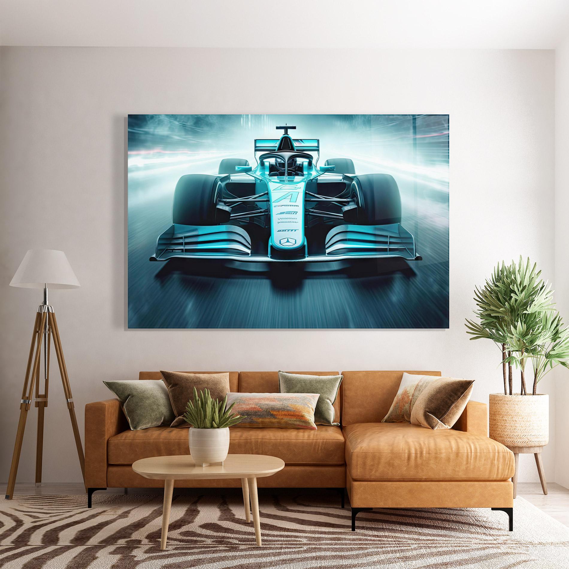 Tablou Sticla F1 Smoke Cars mockup 7