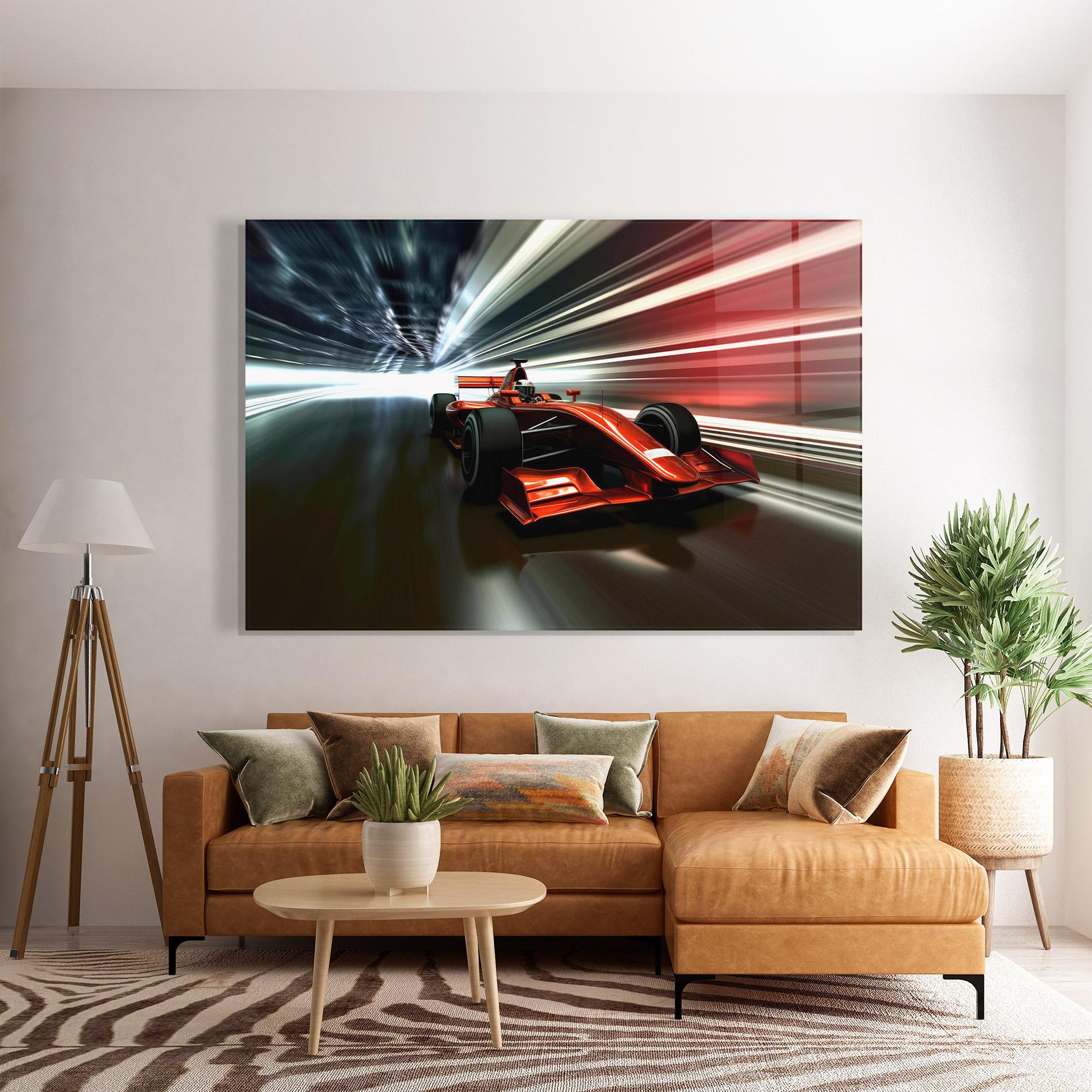 Tablou Sticla Red F1 Fast Car mockup 7