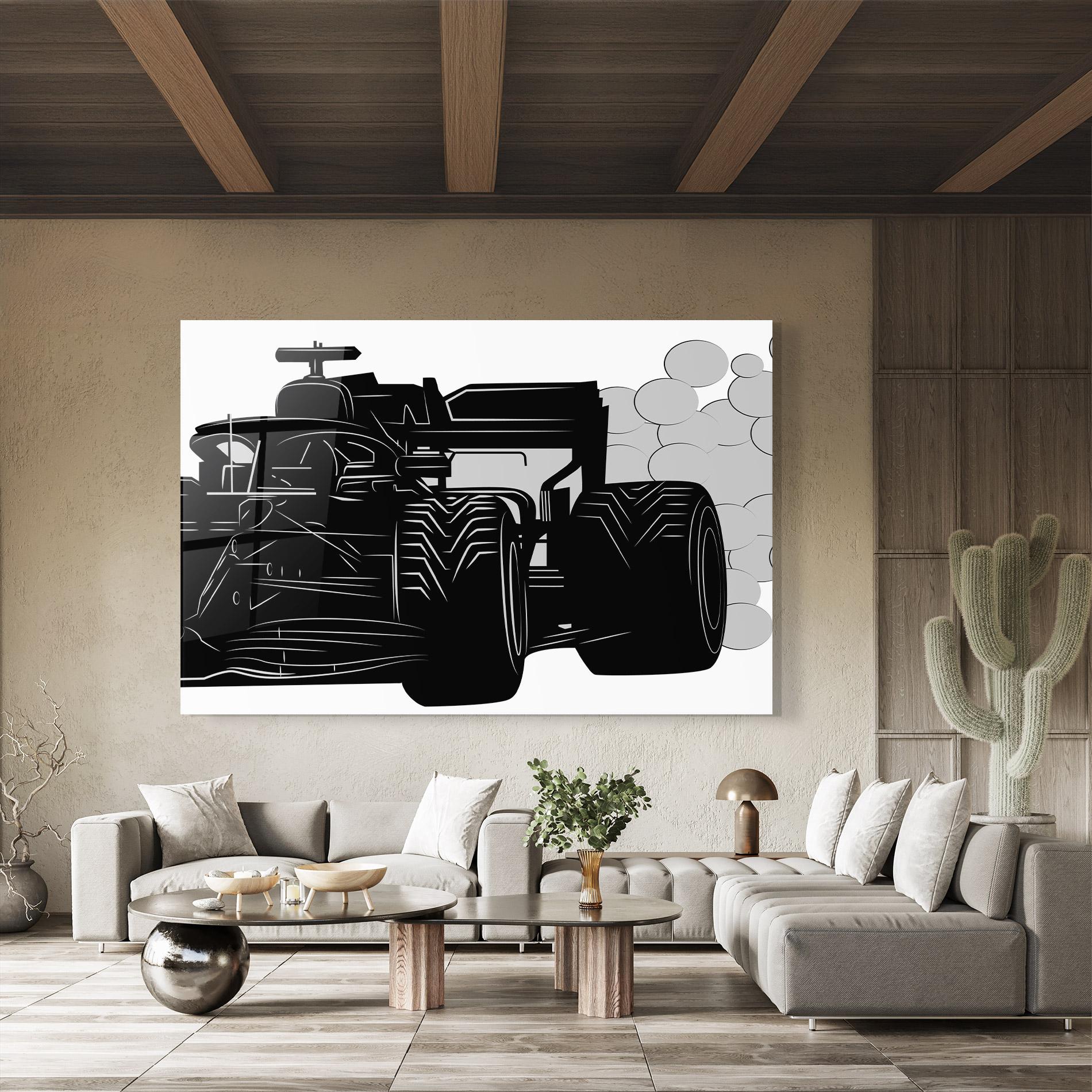 Tablou Sticla Car F1 Smoke mockup 8