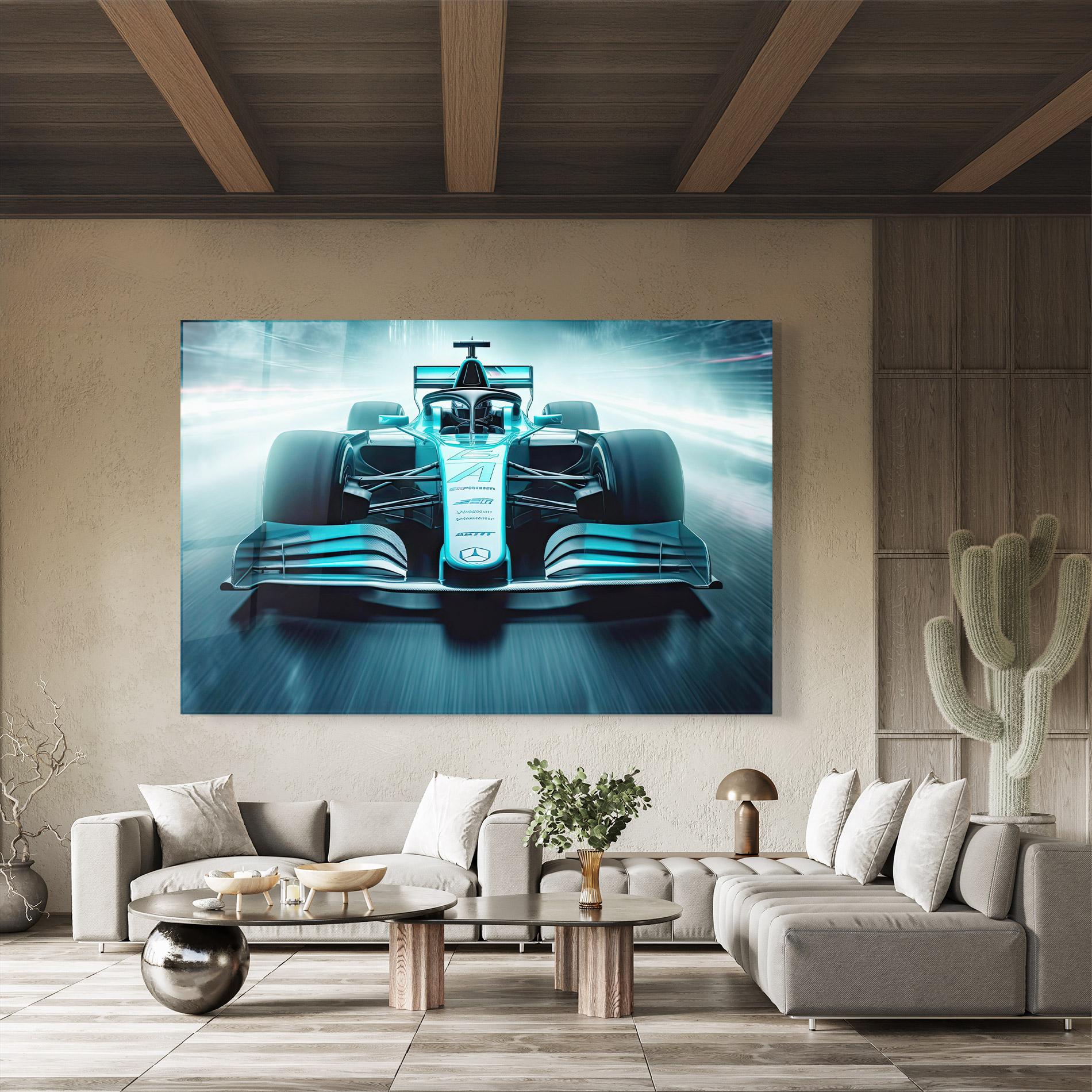 Tablou Sticla F1 Smoke Cars mockup 8