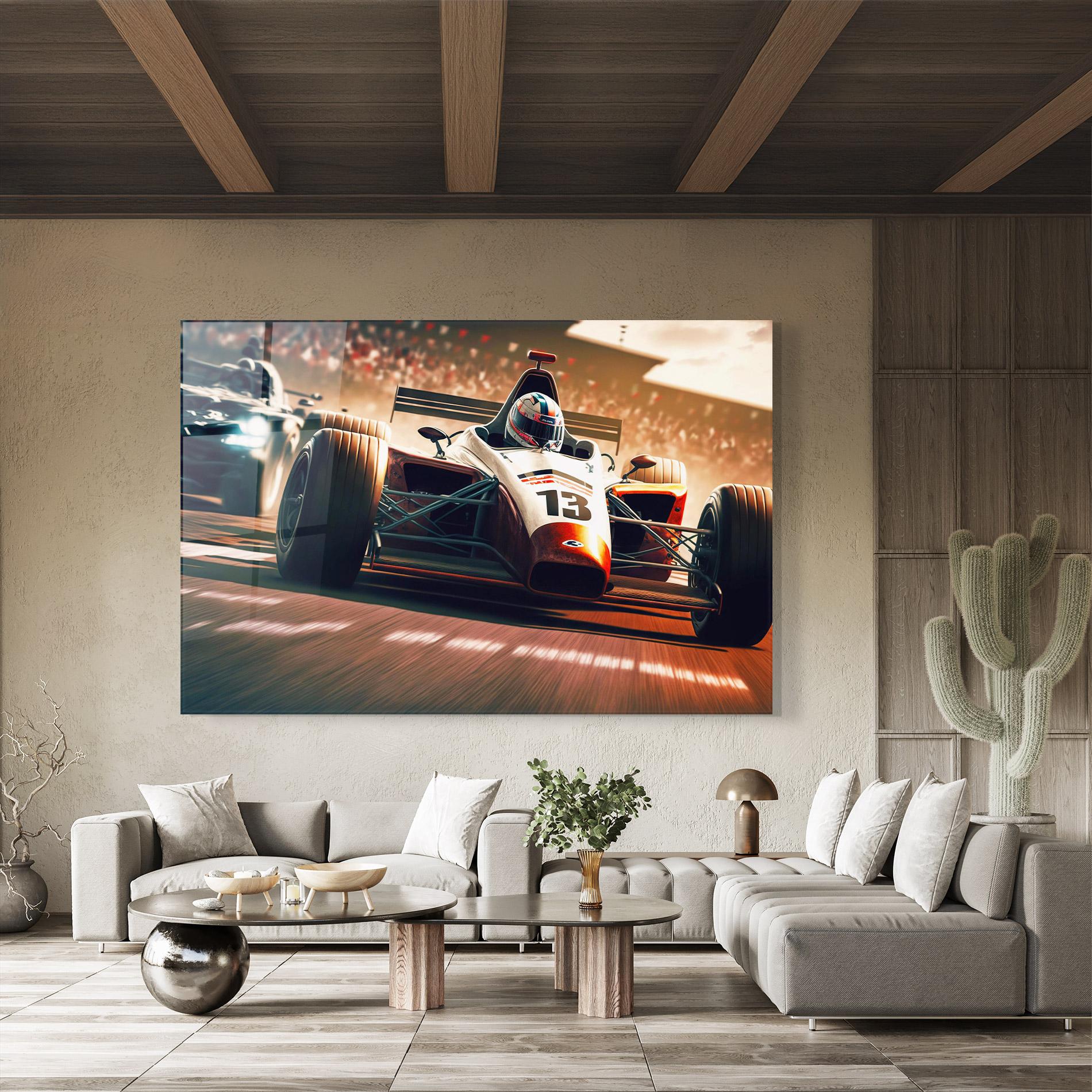 Tablou Sticla Formula 1 Racing mockup 8