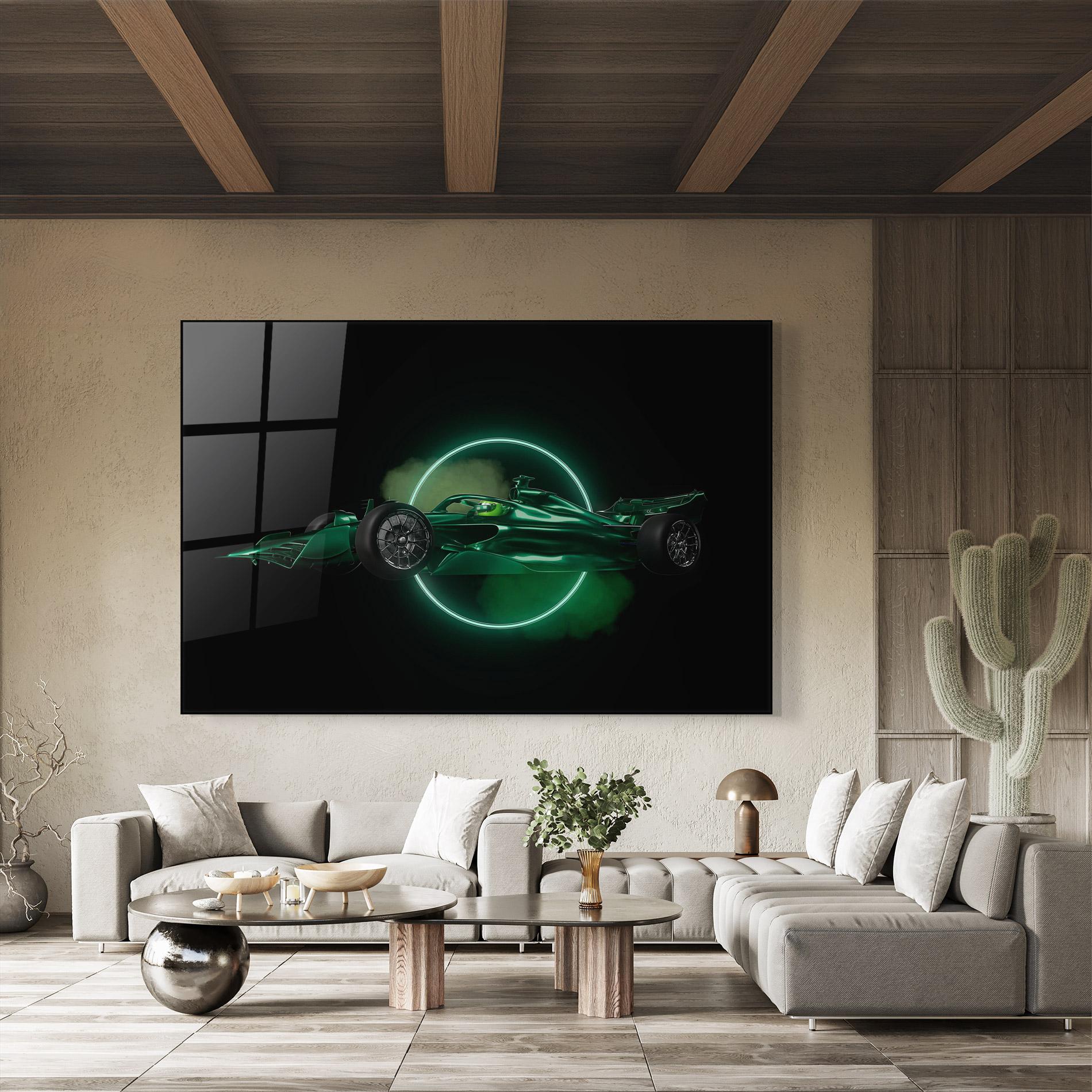 Tablou Sticla Green Racing Car mockup 8