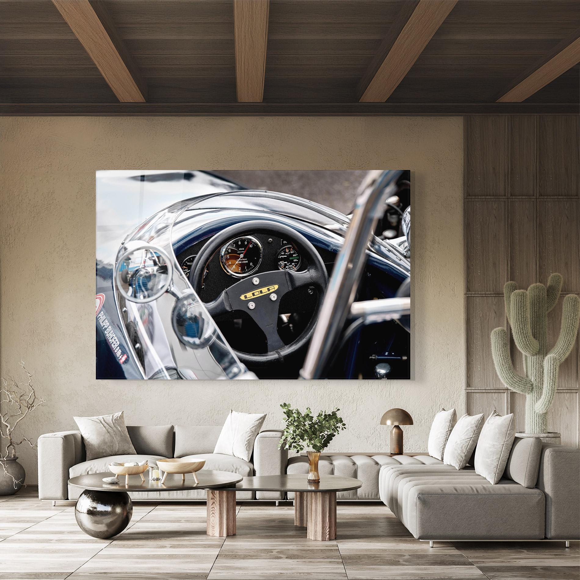 Tablou Sticla Race Car Closeup mockup 8