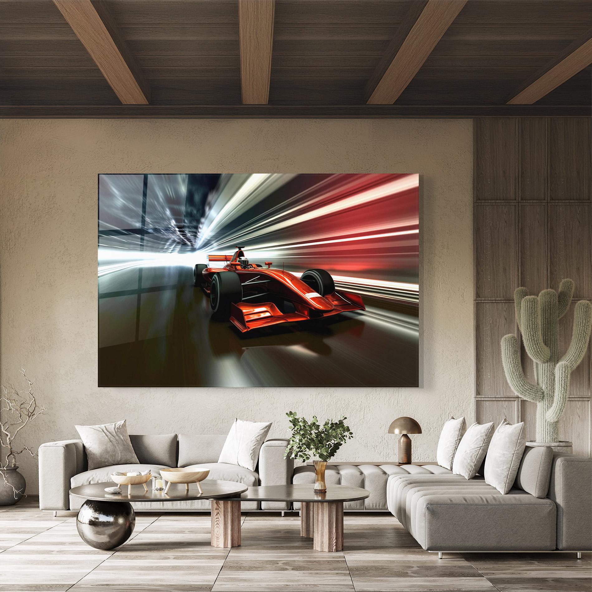 Tablou Sticla Red F1 Fast Car mockup 8