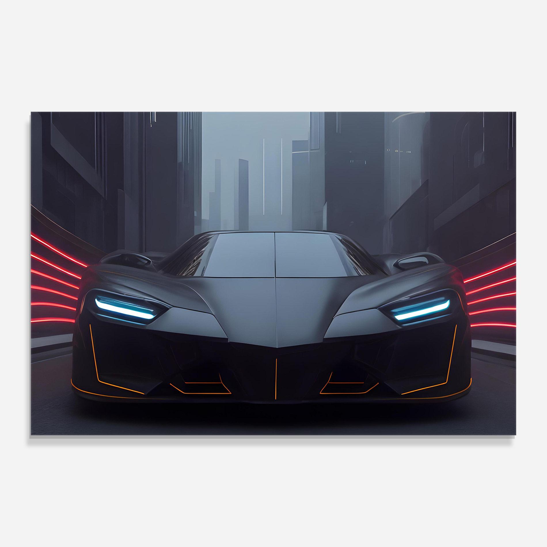 Tablou Sticla Back Futuristic Hypercar mockup 0