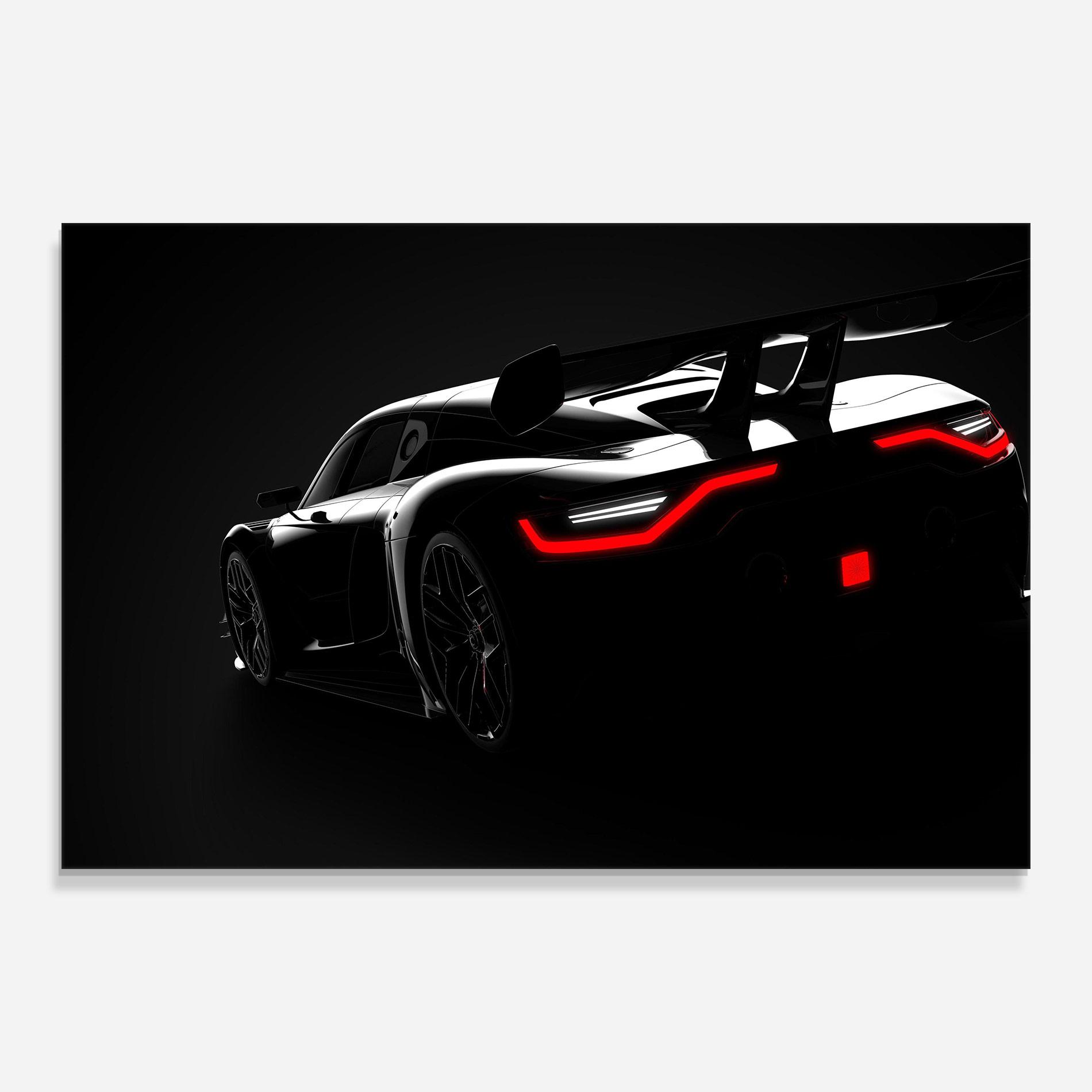 Tablou Sticla Black Hypercar Car mockup 0