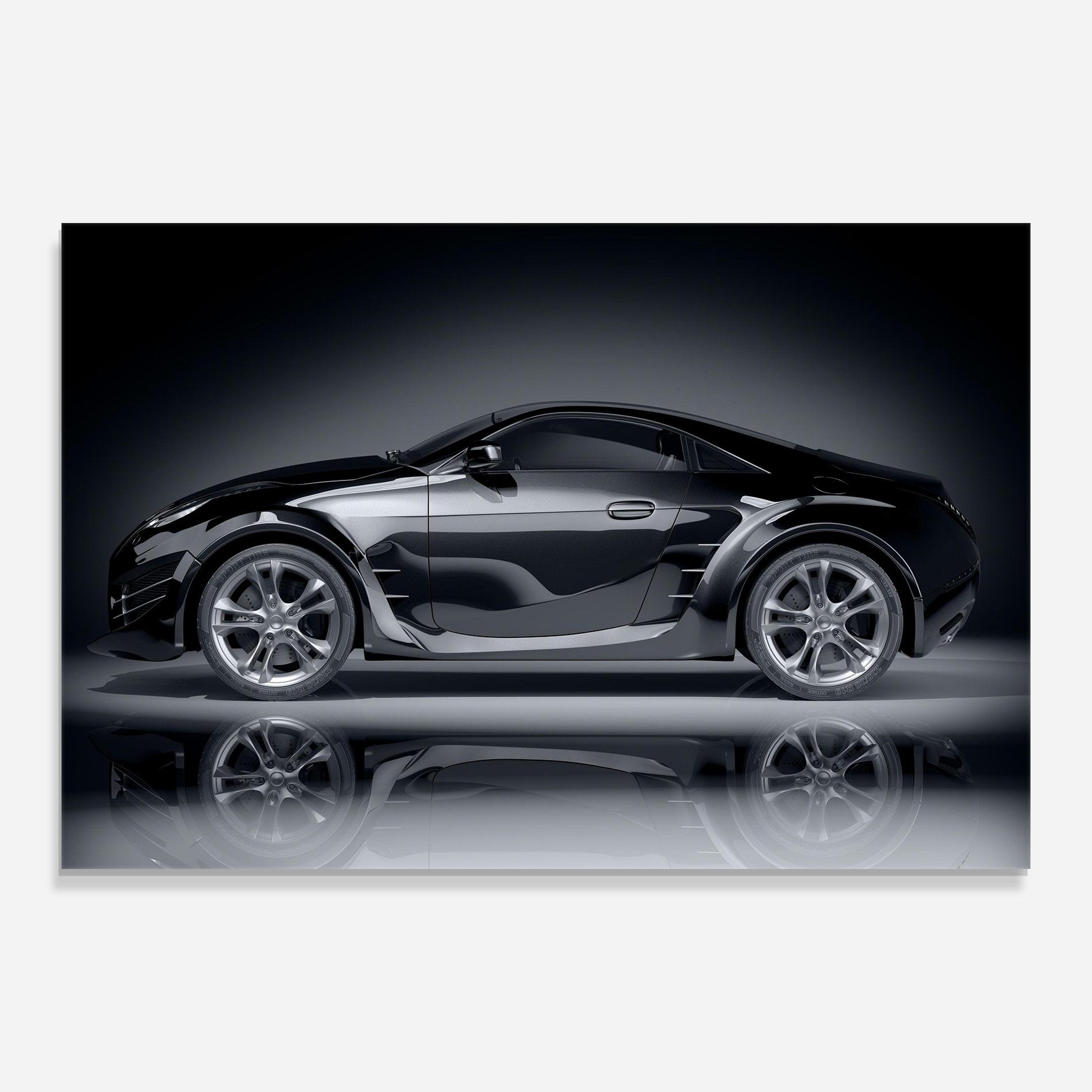 Tablou Sticla Black Shadow Car mockup 0