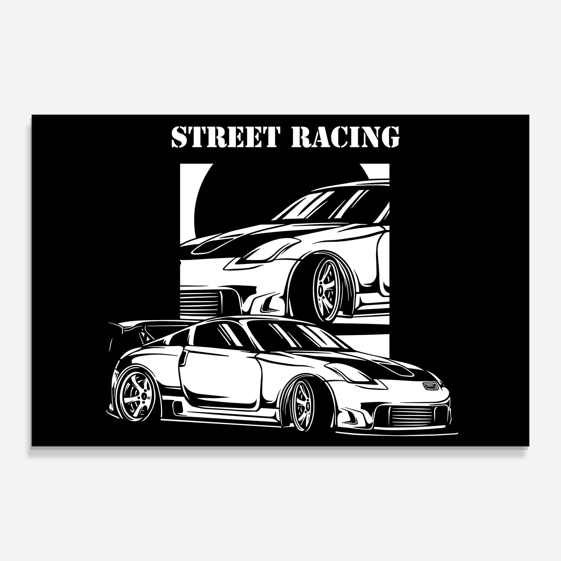 Tablou Sticla Car Street Racing mockup 0