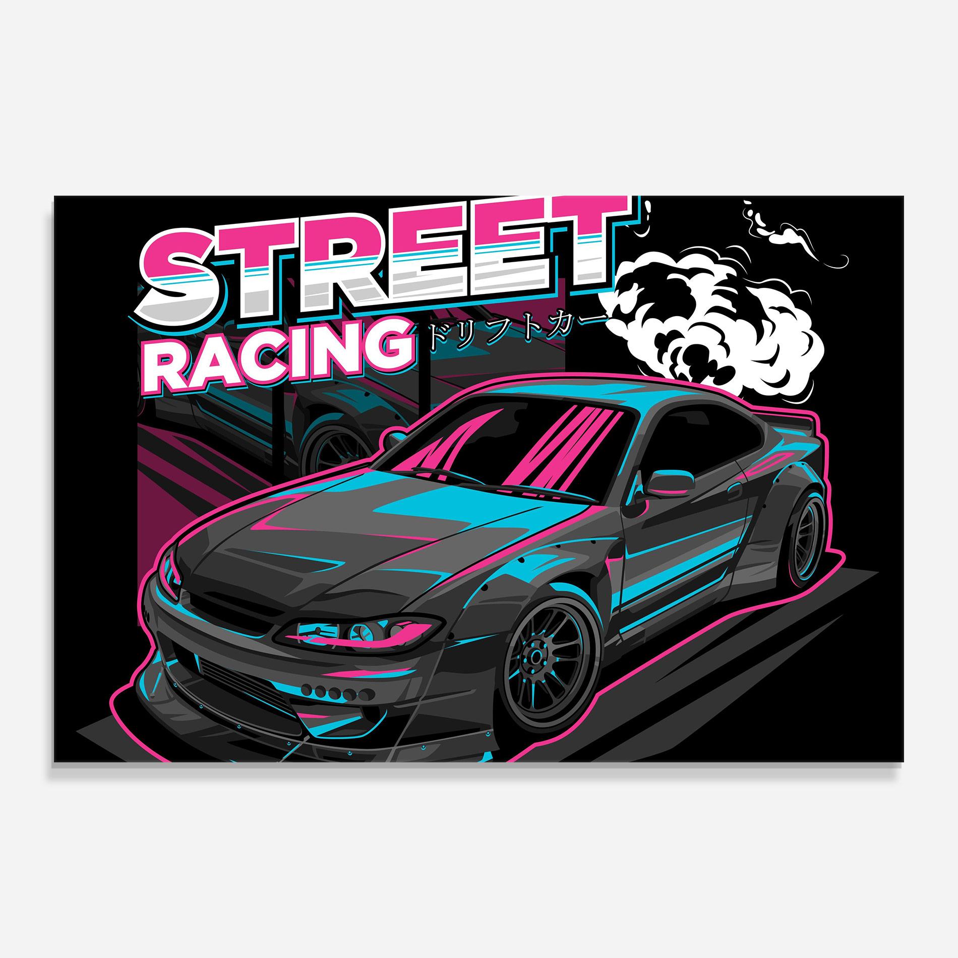 Tablou Sticla Drift Grey Car mockup 0