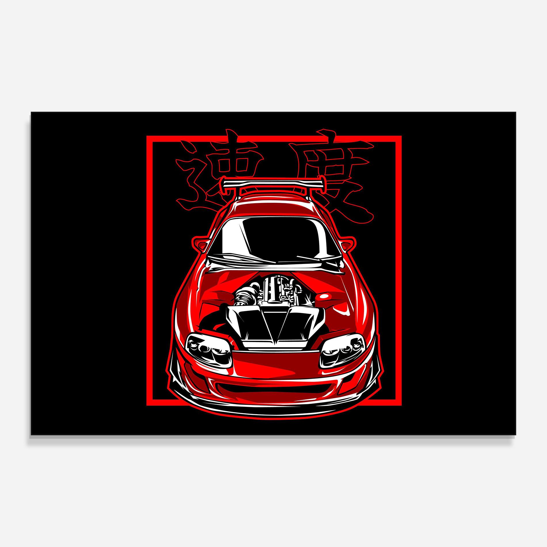 Tablou Sticla Japanese Red Car mockup 0