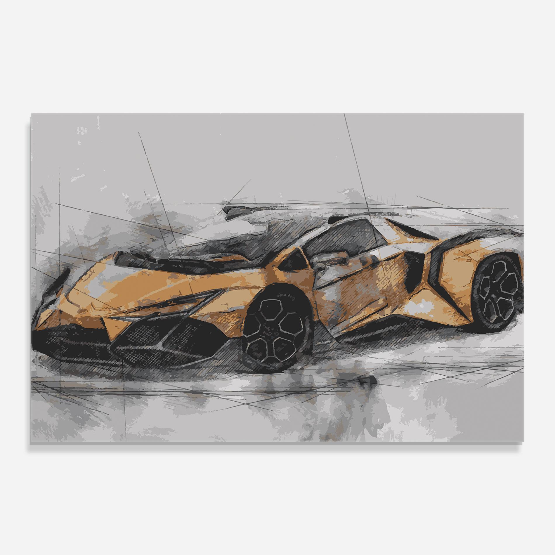 Tablou Sticla Orange Sport Car mockup 0