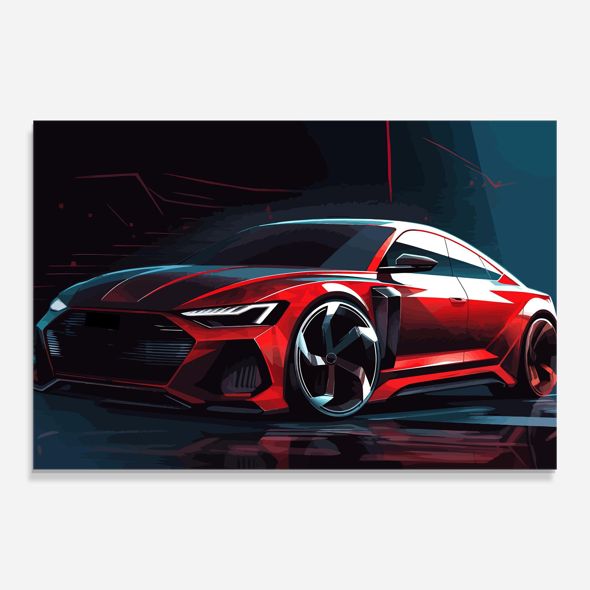 Tablou Sticla Red Blue Sport Car mockup 0