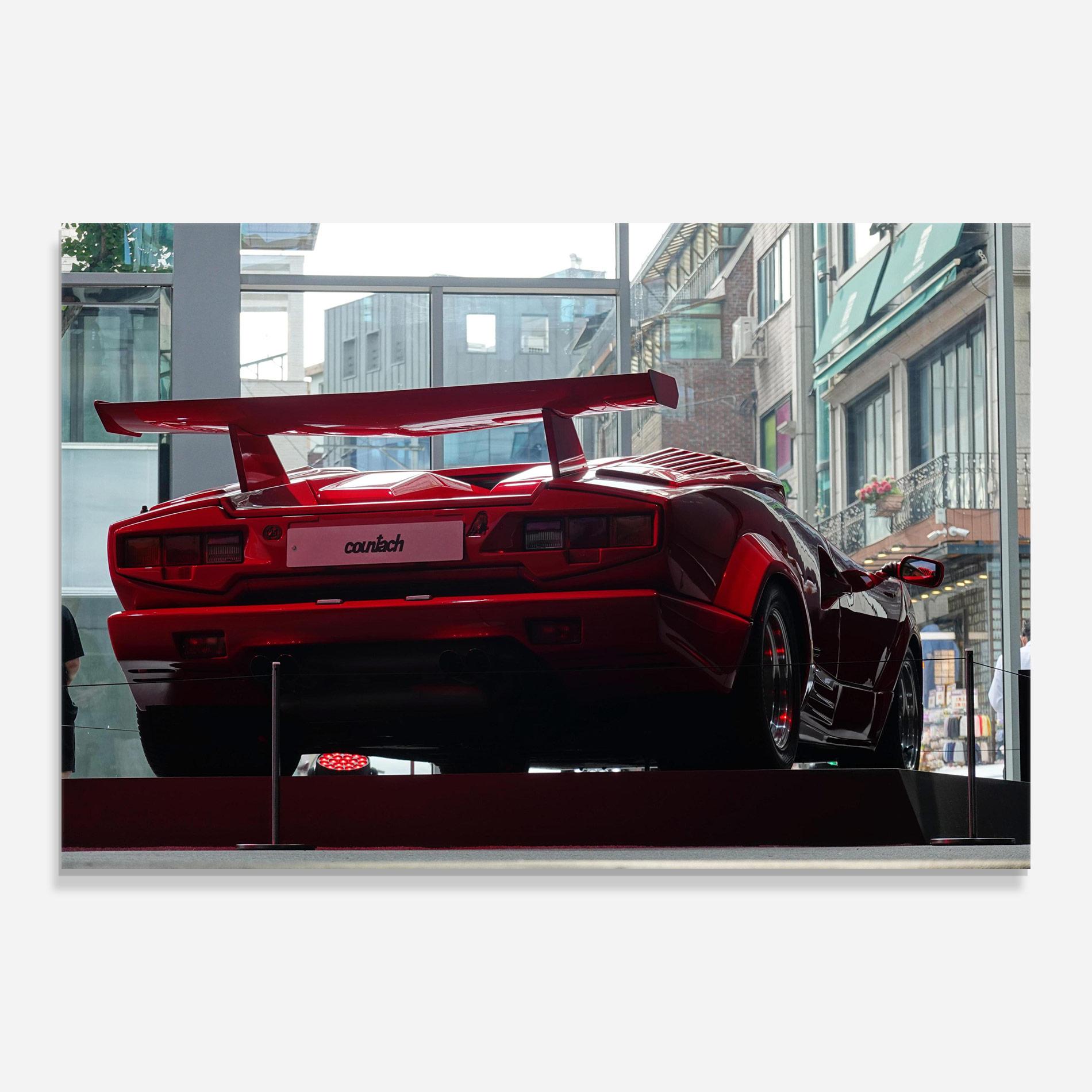 Tablou Sticla Red Countach Rear mockup 0