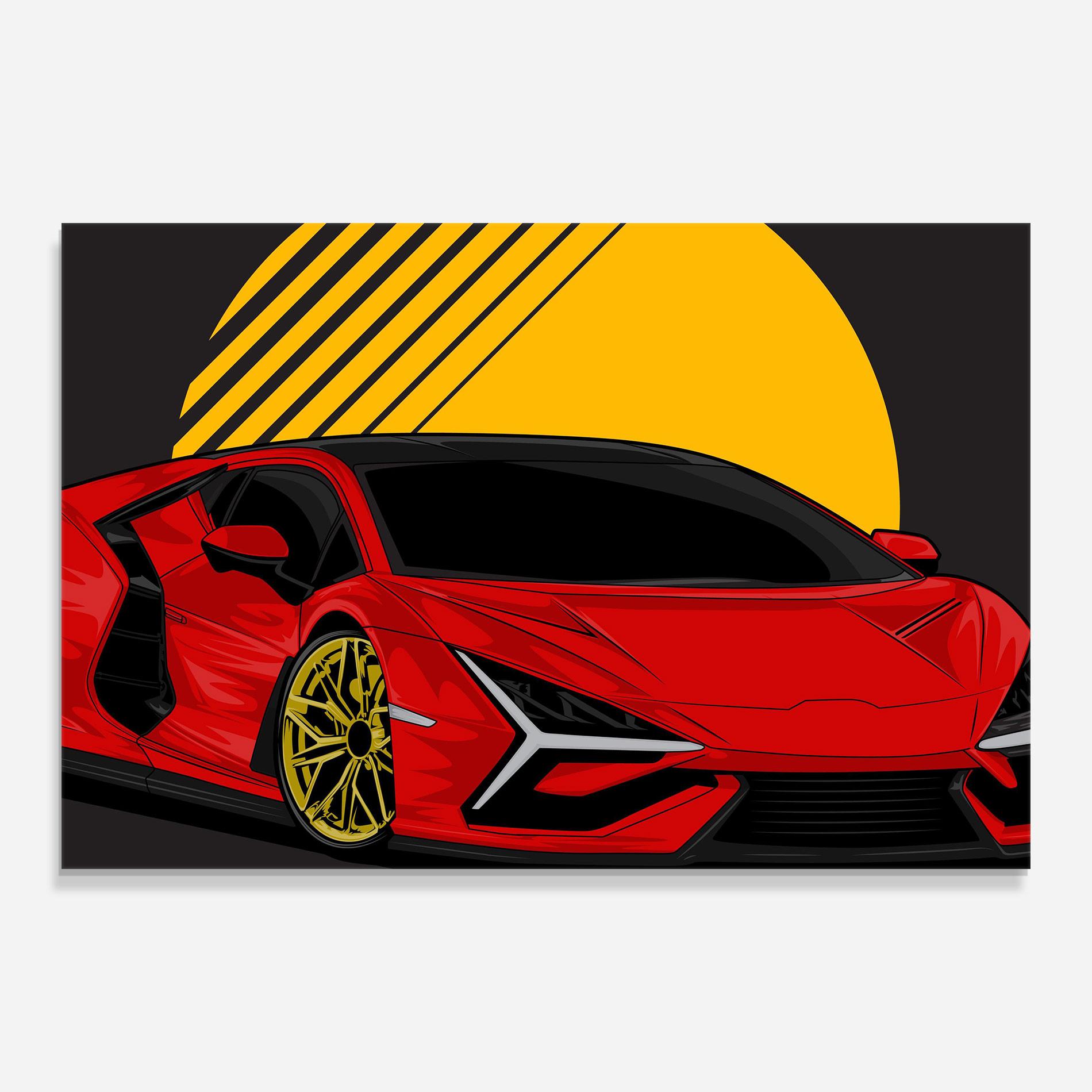 Tablou Sticla Red Yellow Sport Car mockup 0