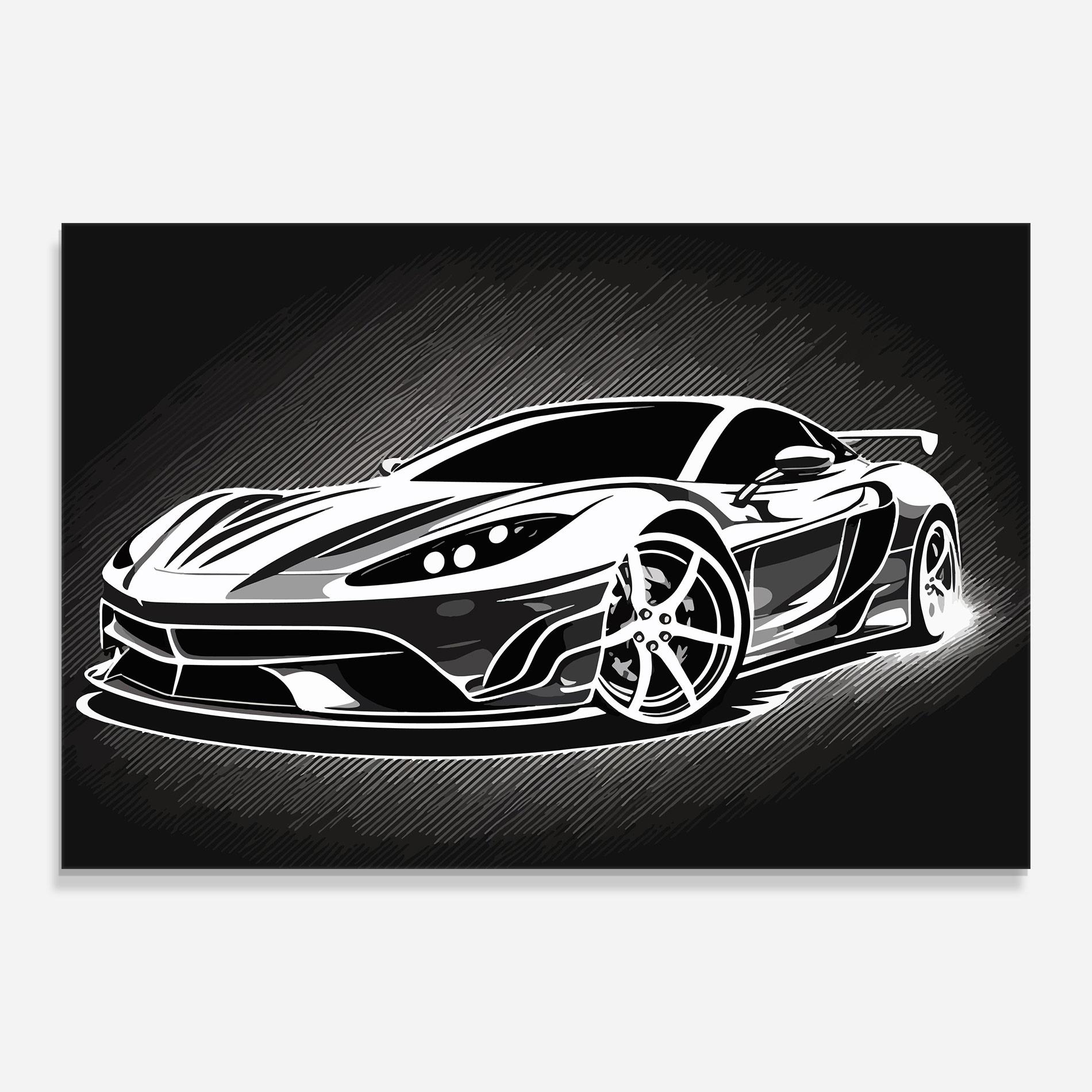 Tablou Sticla White Sport Car mockup 0