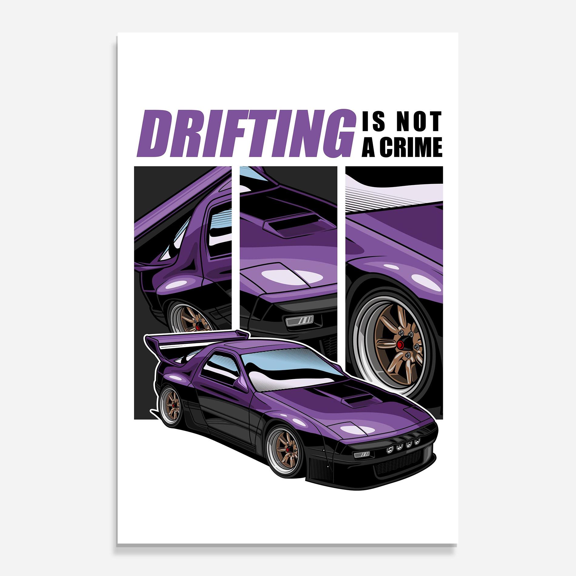 Tablou Sticla Drift Purple Car mockup 0