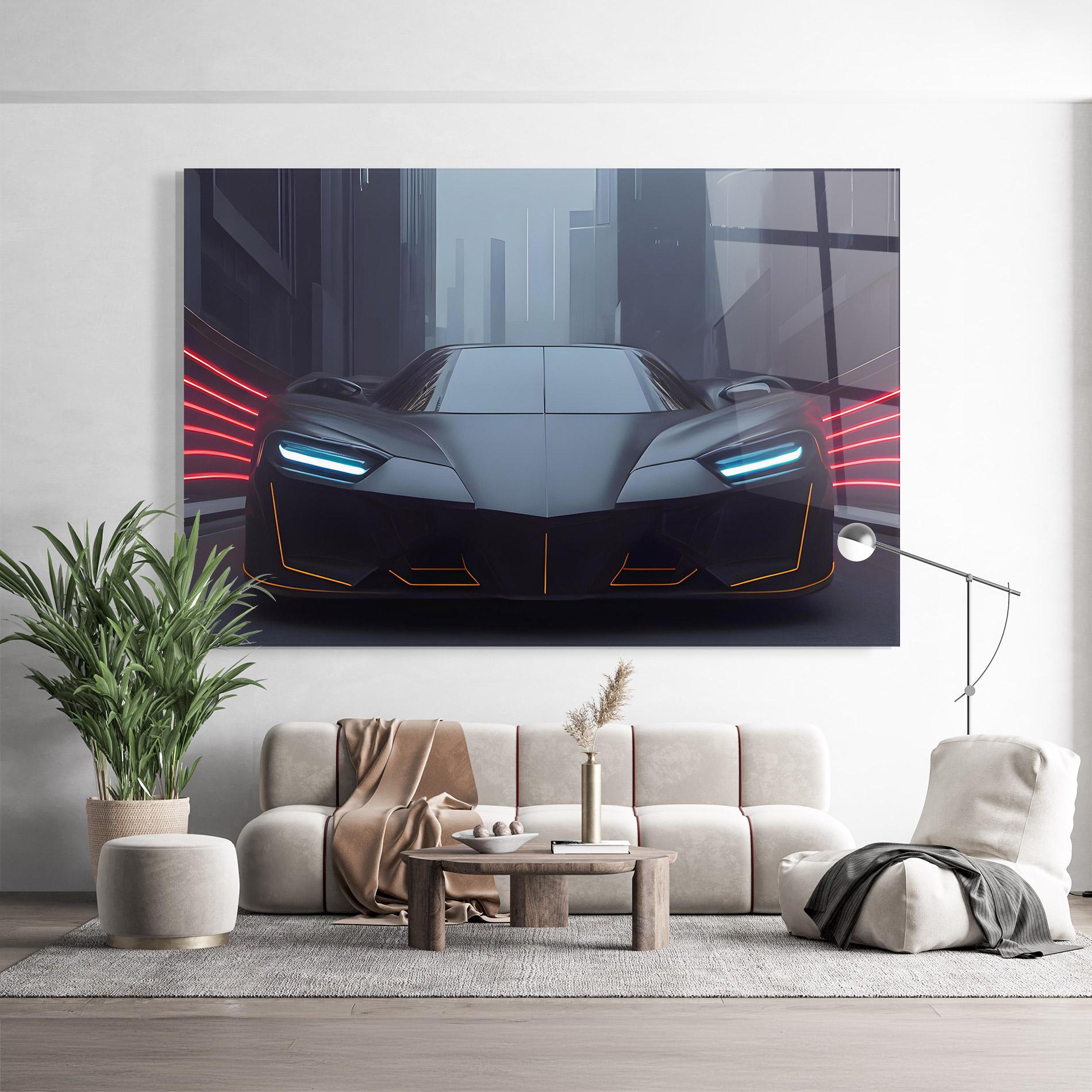 Tablou Sticla Back Futuristic Hypercar mockup 9