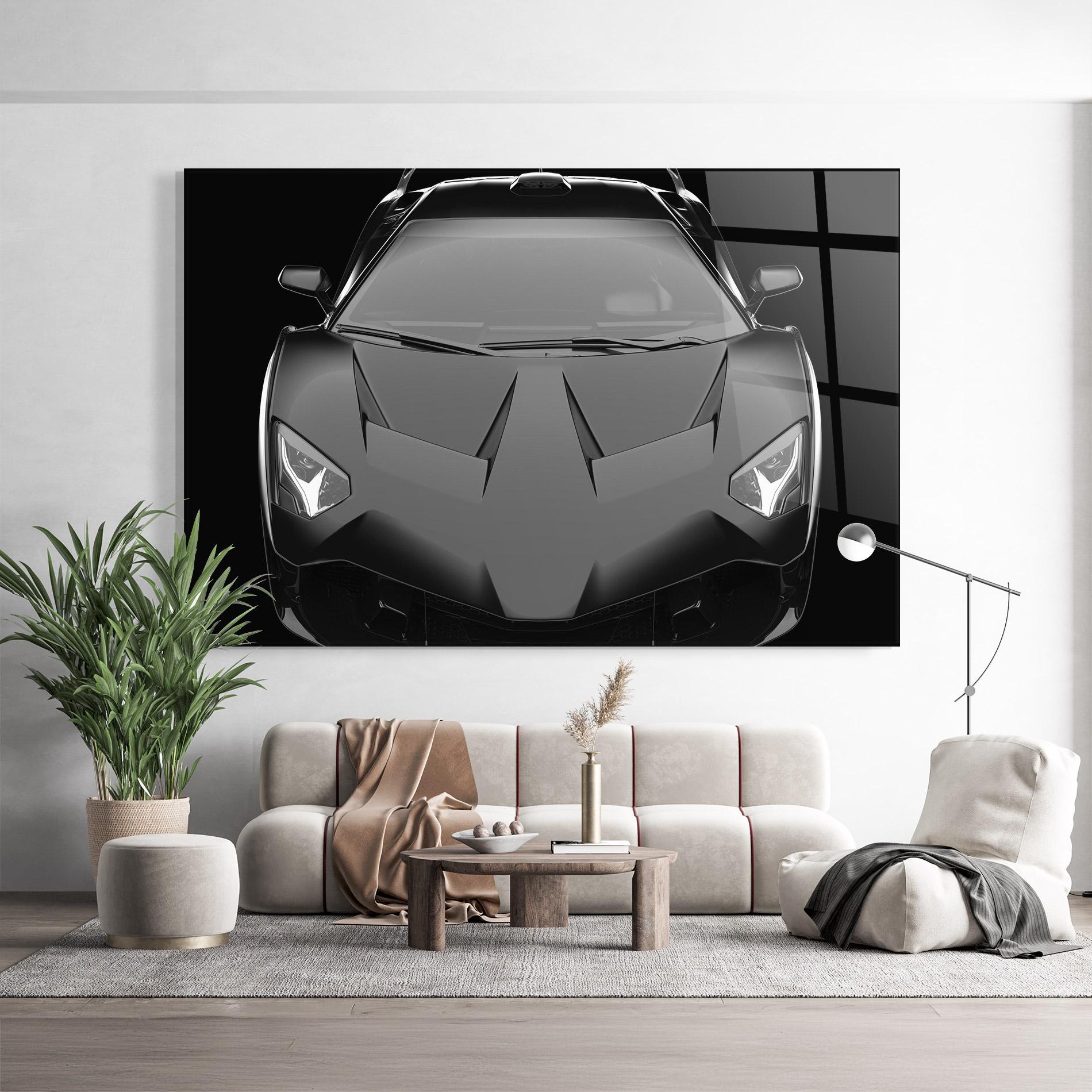 Tablou Sticla Black Matte Lambo mockup 9