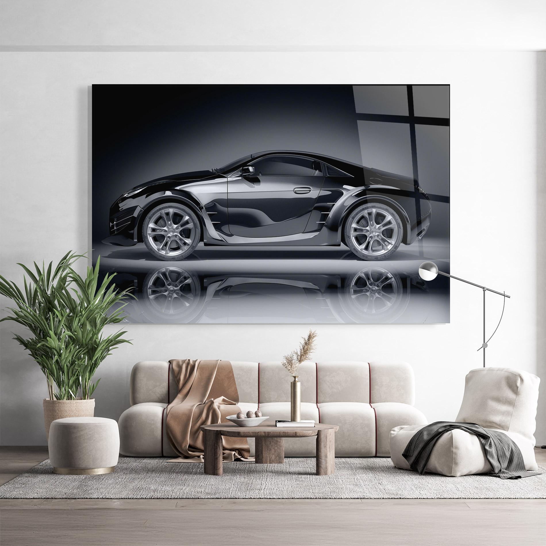 Tablou Sticla Black Shadow Car mockup 9