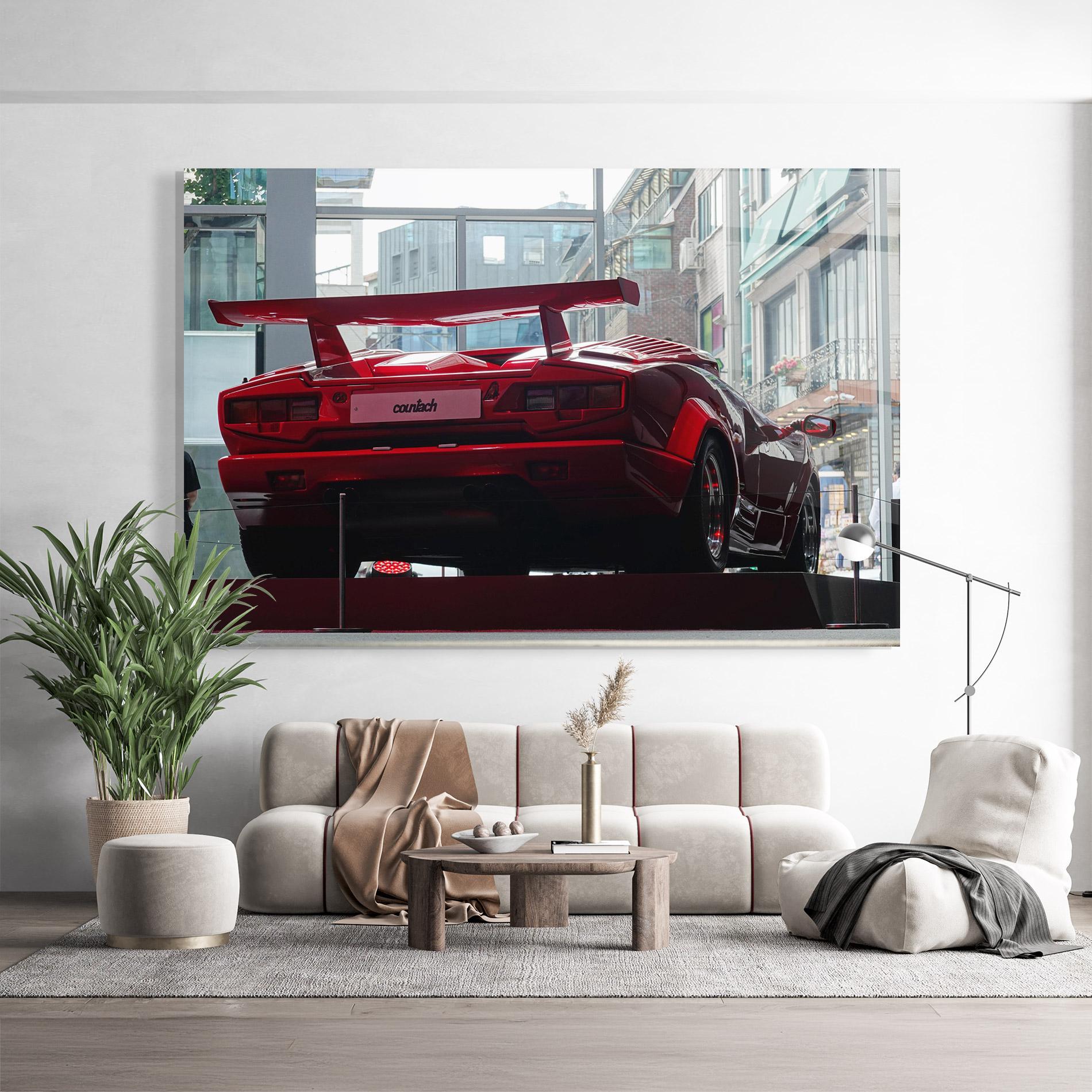 Tablou Sticla Red Countach Rear mockup 9