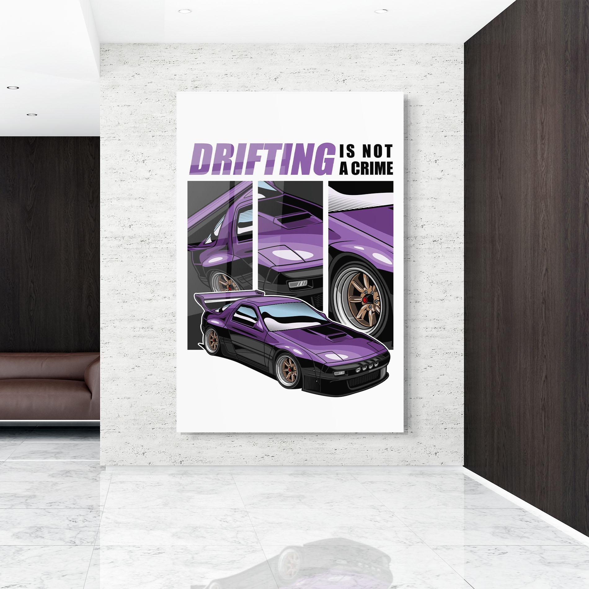 Tablou Sticla Drift Purple Car mockup 9