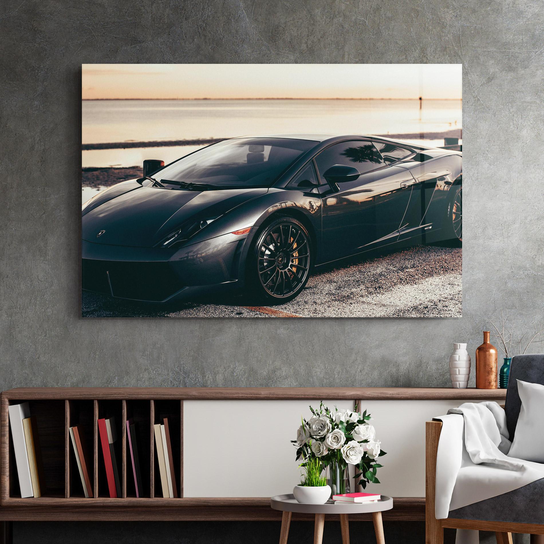 Tablou Sticla Black Lambo Sea mockup 2