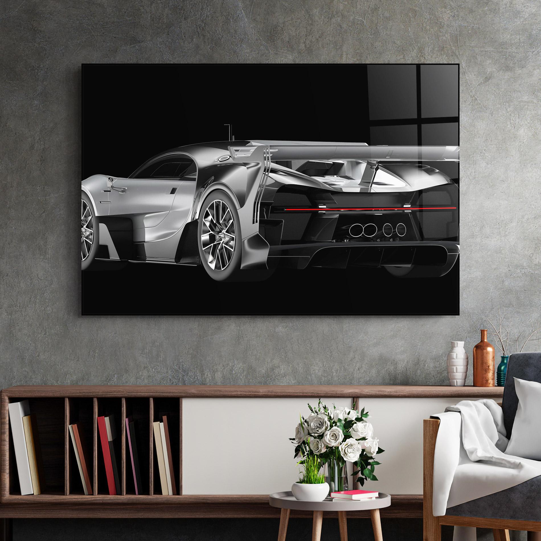 Tablou Sticla Black Rear Hypercar mockup 2