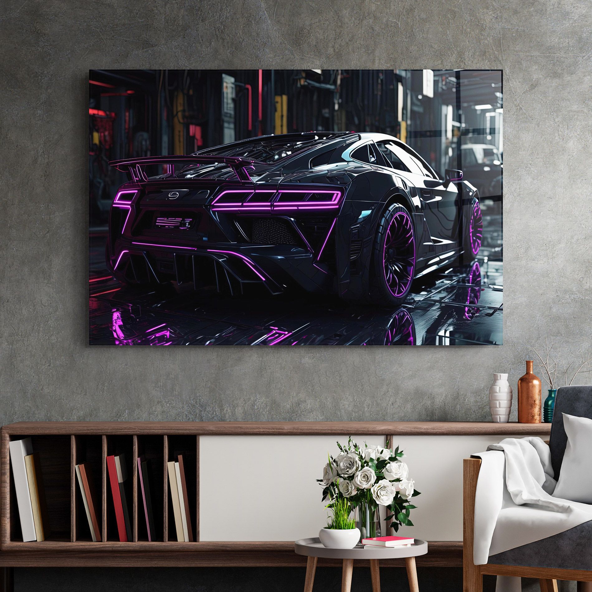 Futuristic Purple Black Hypercar mockup 2