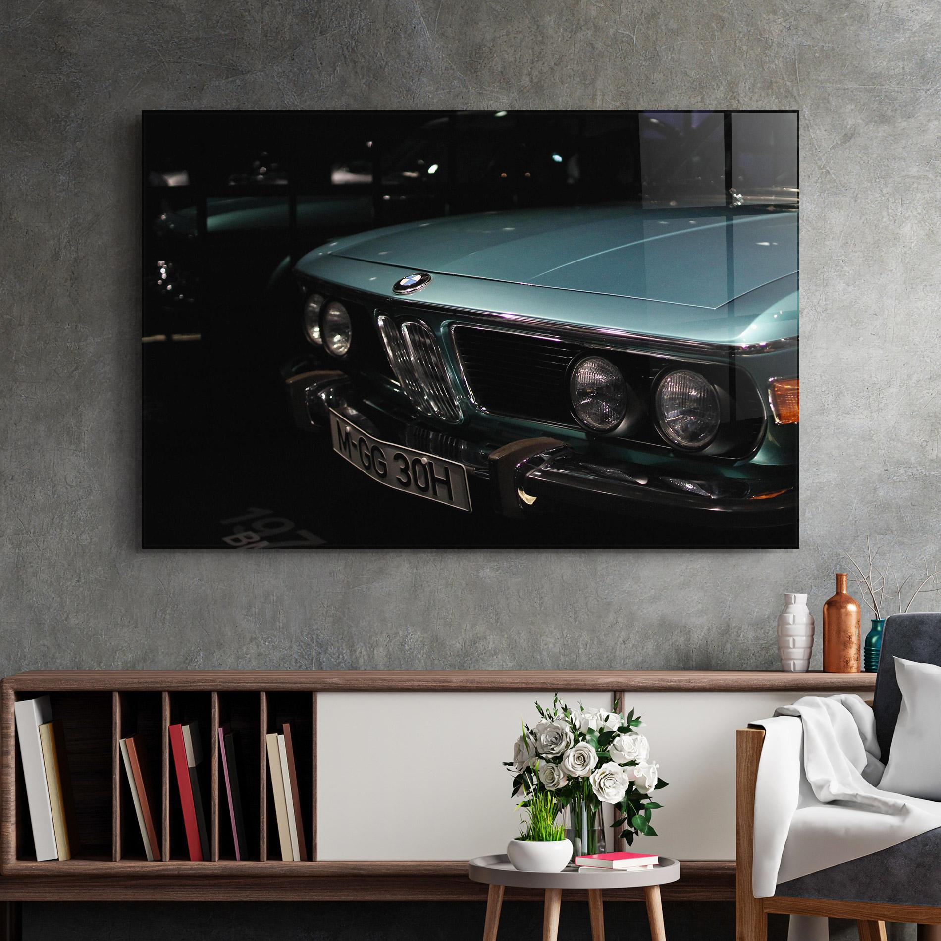 Tablou Sticla Old Bmw Headlight mockup 2