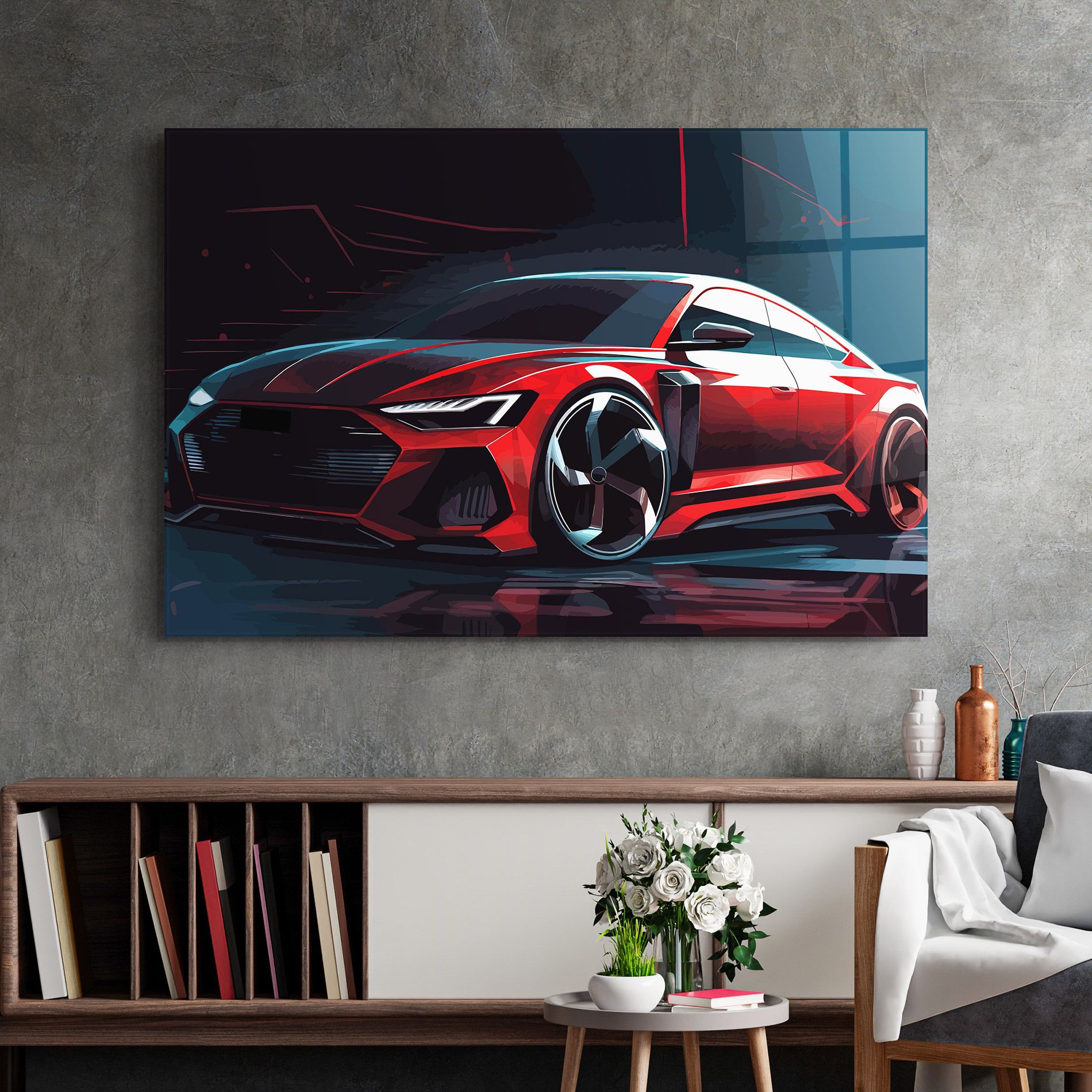 Red Blue Sport Car mockup 2