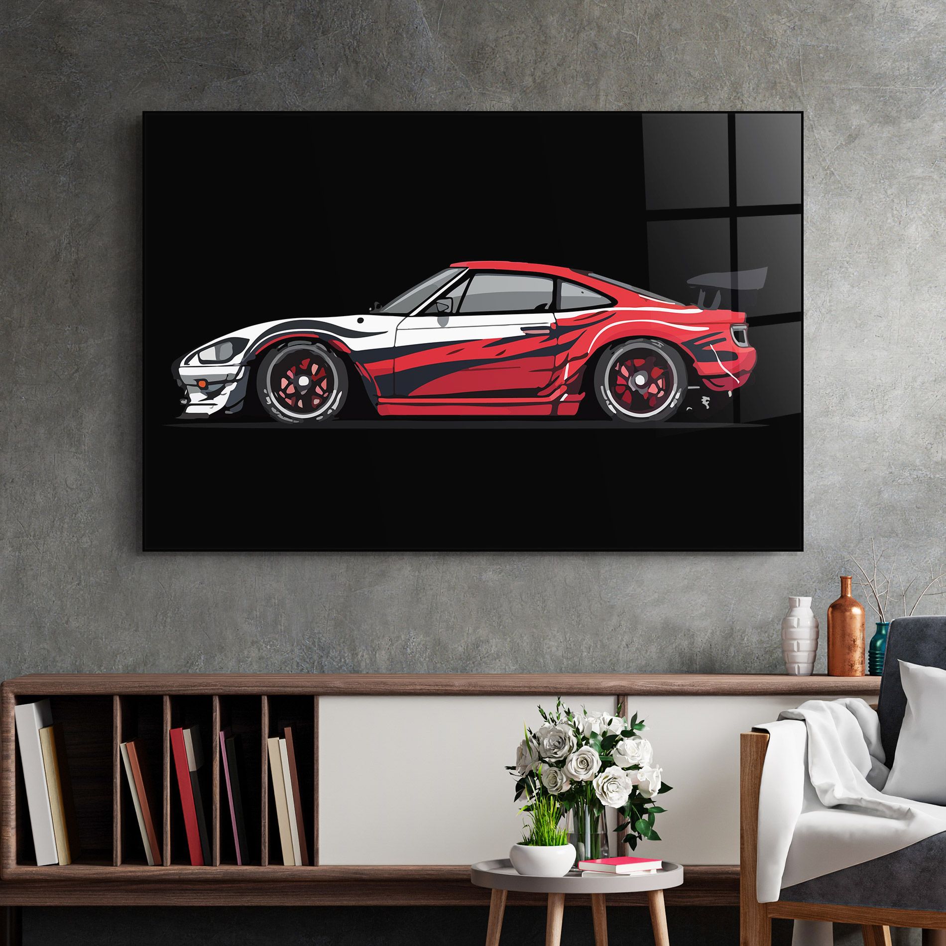 Red White Sport Car mockup 2